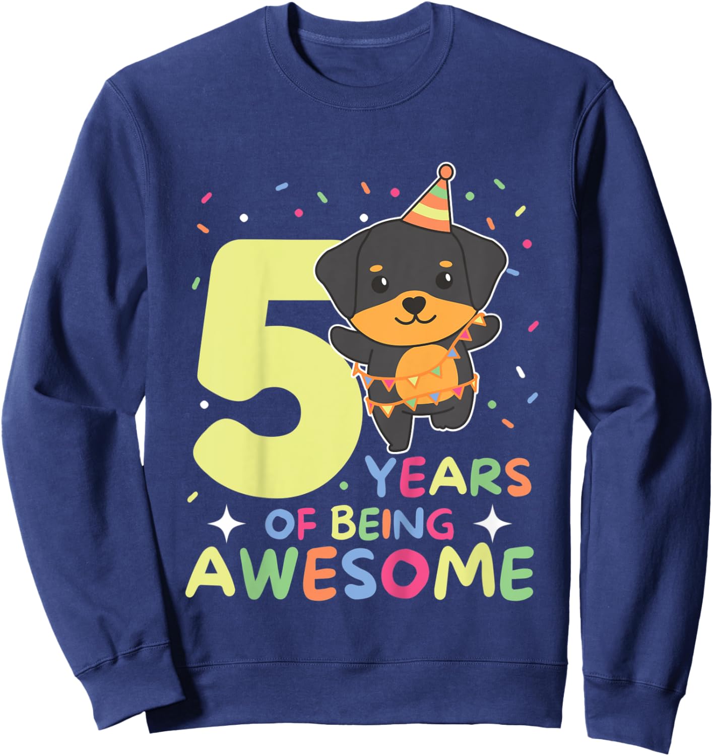 Kids Rottweiler 5th Birthday For Kids Five Years Old Sweatshirt - Sweatshirt | Navy