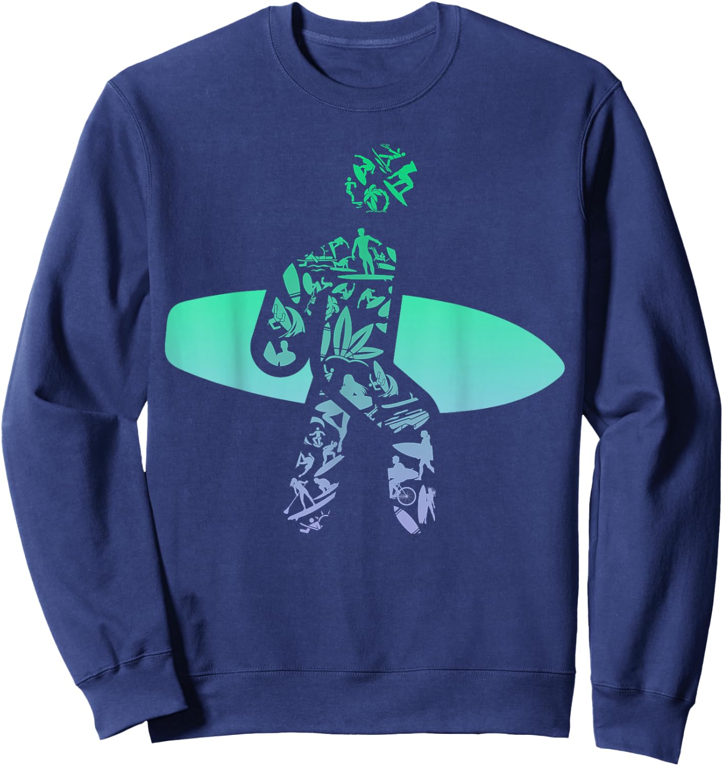 Silhouette Surf Icons Design for Surfer | Surf Boys Surfing Sweatshirt - Sweatshirt | Navy