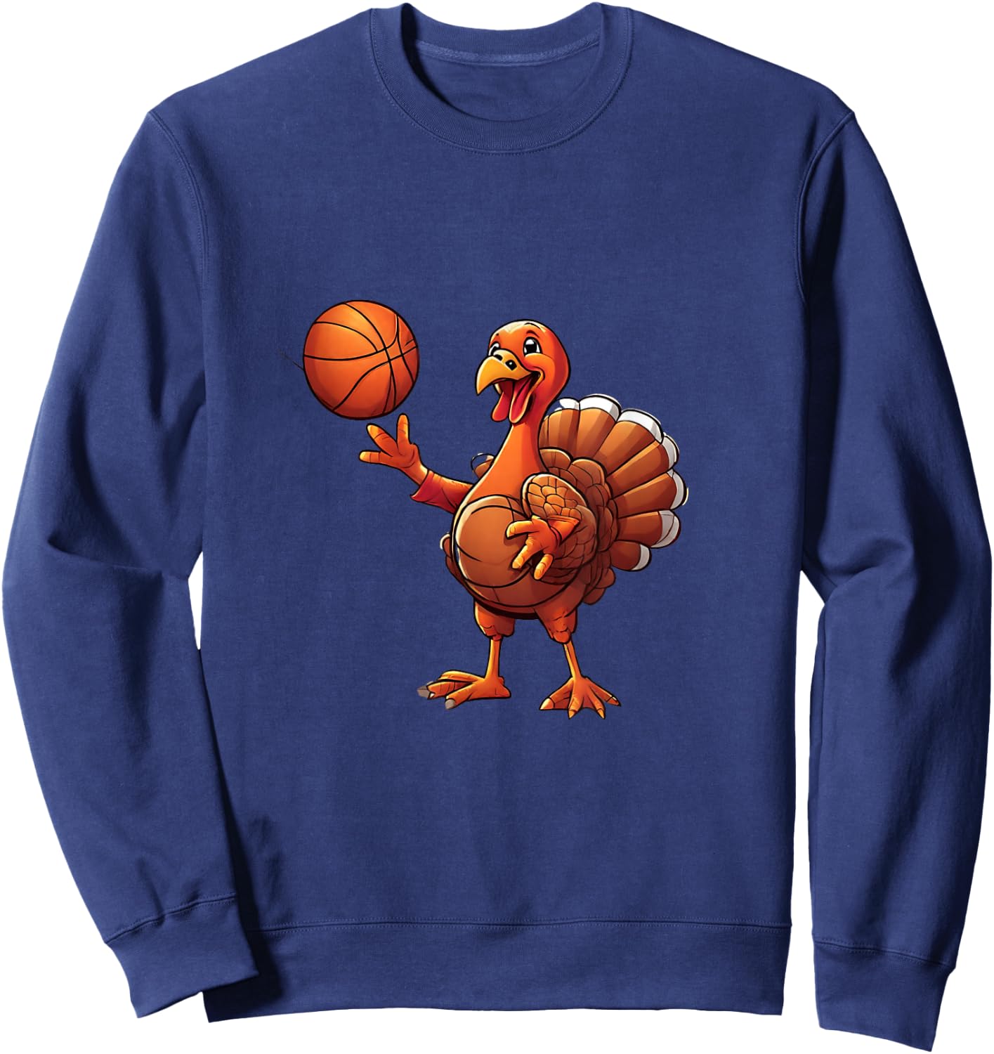 Thanksgiving Turkey Basketball Player Funny Boys Girls Kids Sweatshirt - Sweatshirt | Navy