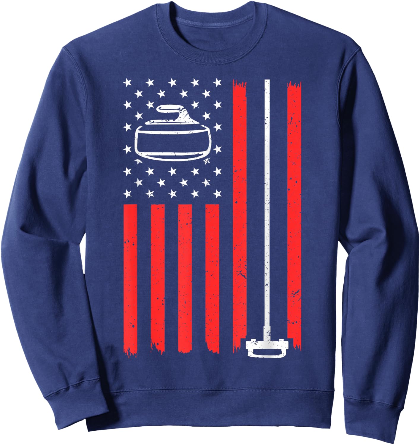 Funny Curling Gift Women Curling Players USA Team Sweatshirt - Sweatshirt | Navy