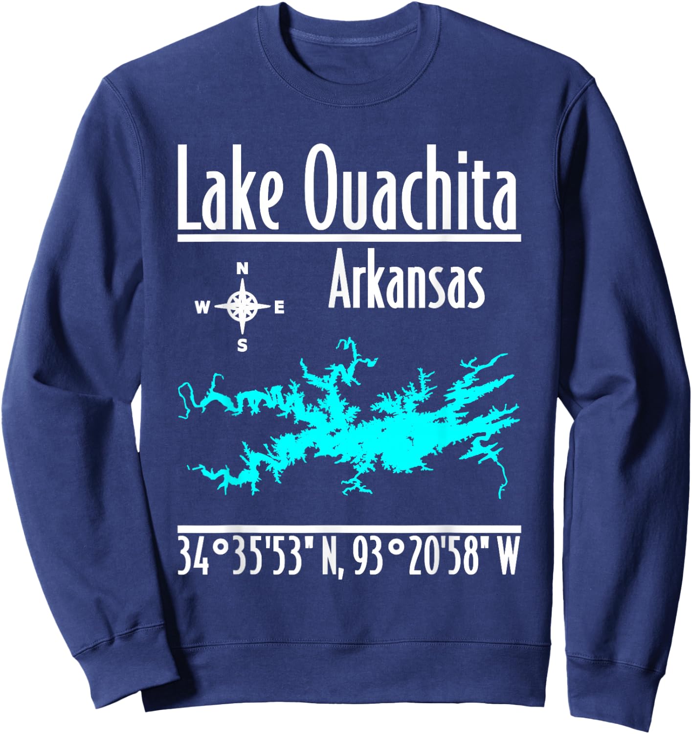 Modern Lake Ouachita, Arkansas Sweatshirt - Sweatshirt | Navy