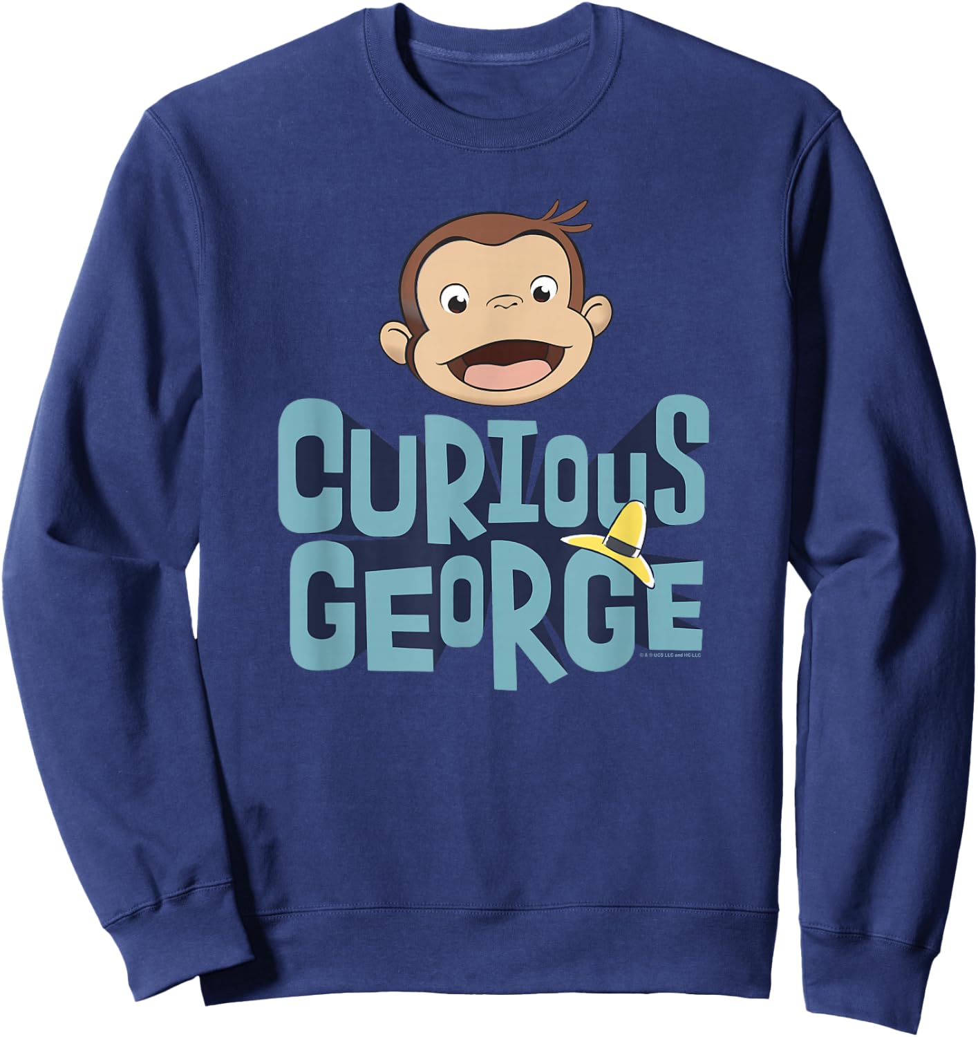 Curious George 3D Text Stack George Big Face Sweatshirt - Sweatshirt | Navy