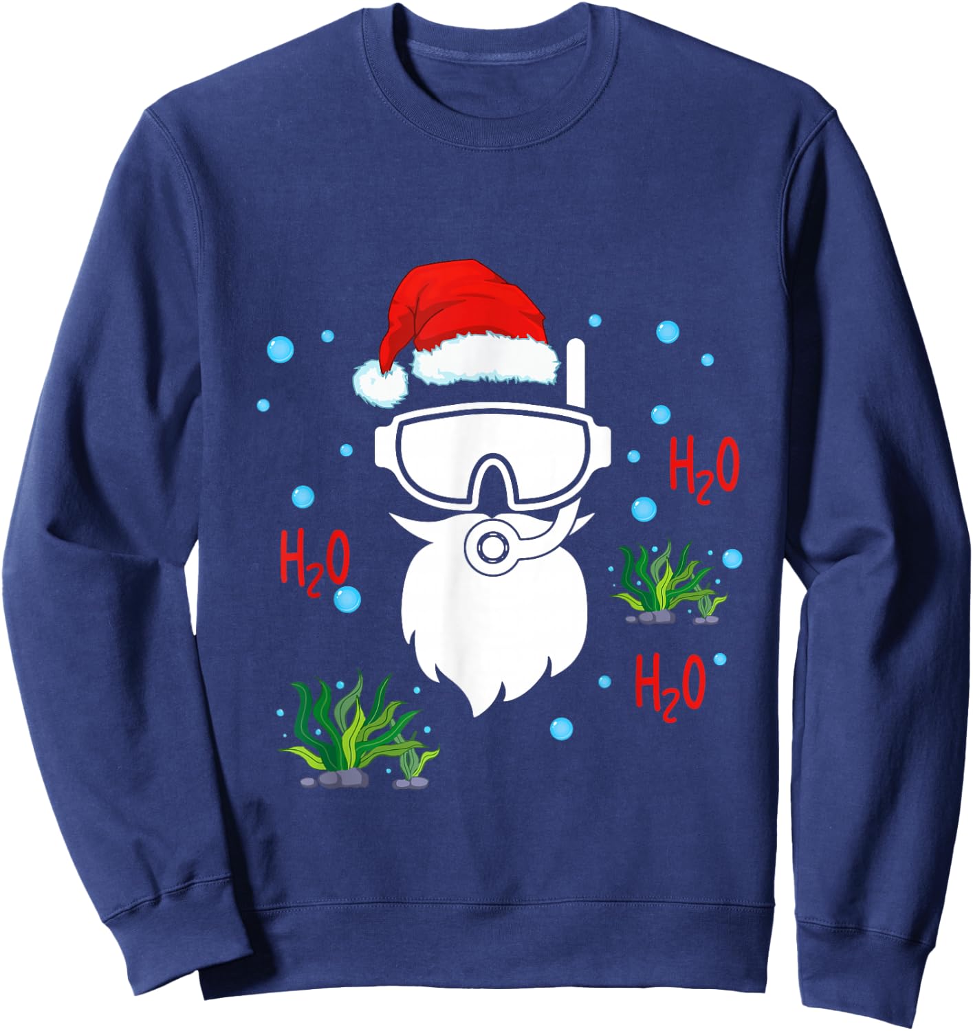 Christmas Diving Santa Face Funny Scuba Diver Dving Lover Sweatshirt - Sweatshirt | Navy