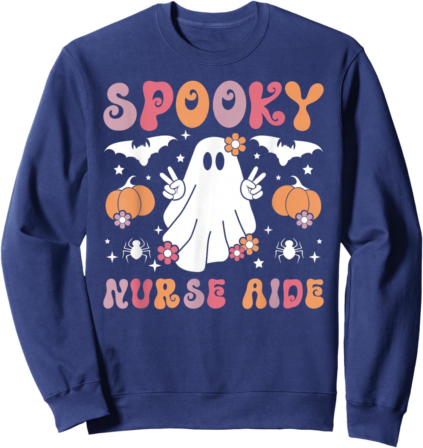 Spooky Nurse Aide Halloween Nursing Aides Sweatshirt - Sweatshirt | Navy