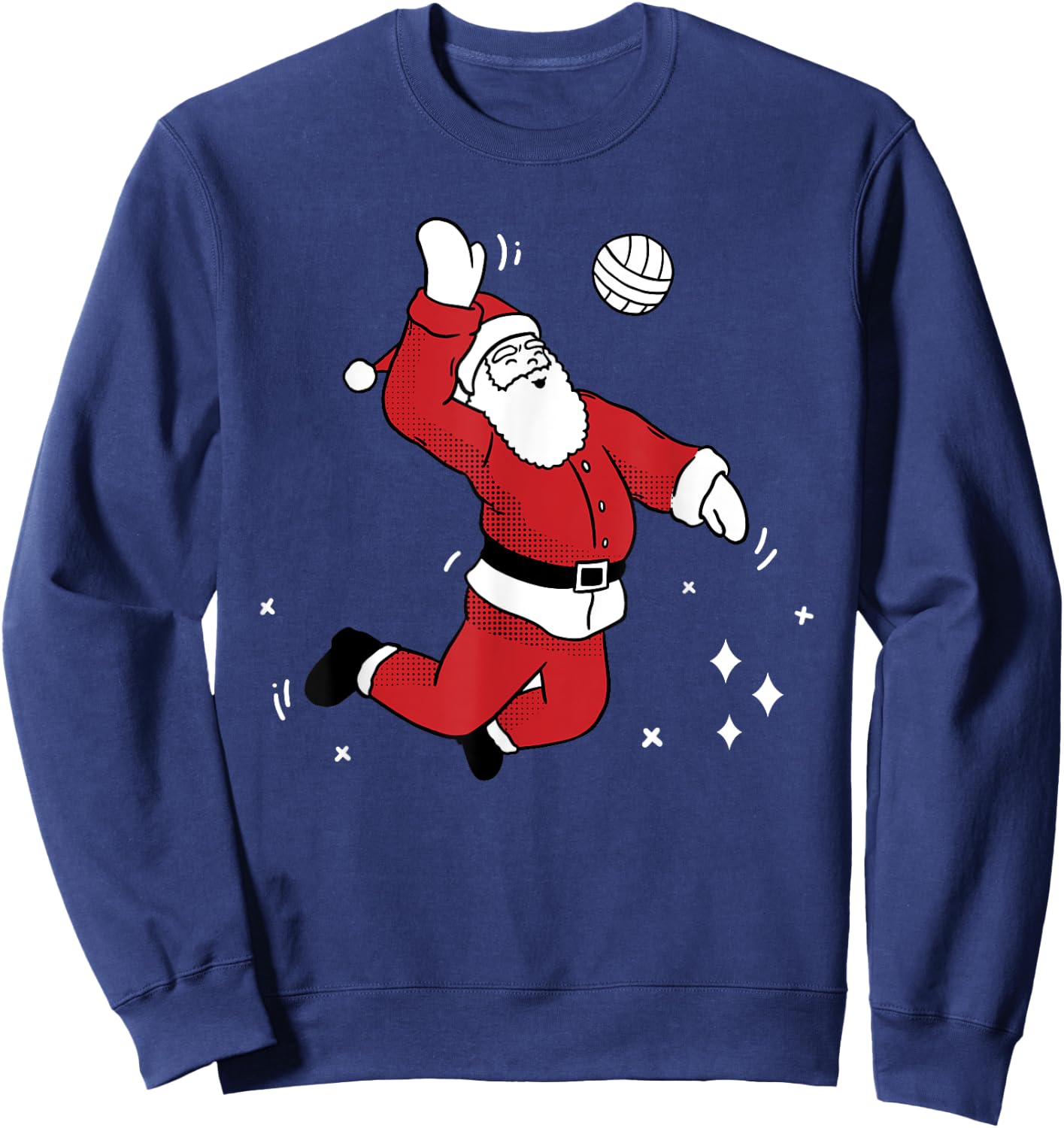 Santa Playing Volleyball Christmas Pajama Cool Sport X-Mas Sweatshirt - Sweatshirt | Navy