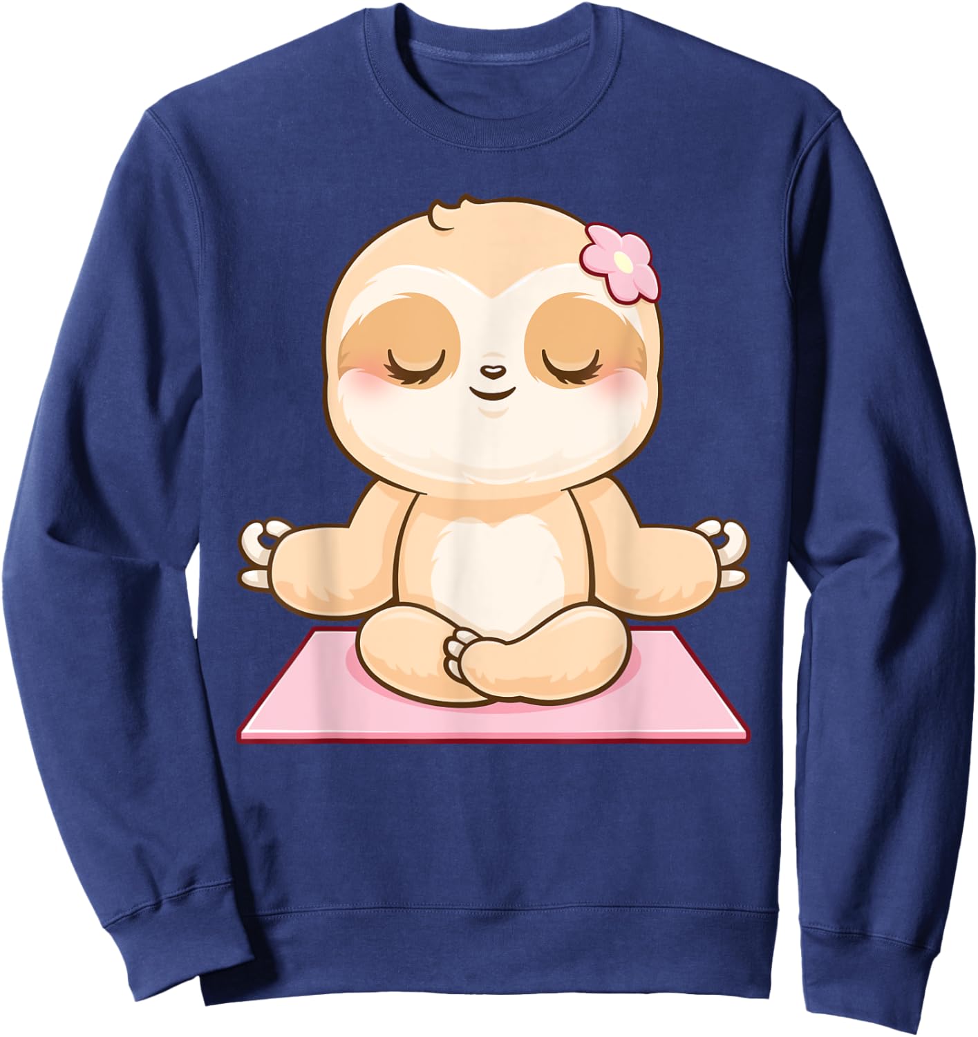 Girls Yoga Meditating Cute Fitness Meditation Sloth Sweatshirt - Sweatshirt | Navy