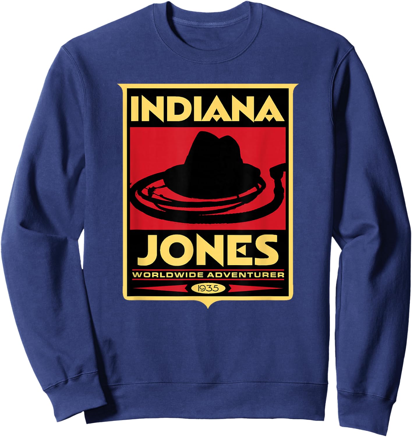 Indiana Jones -Adults, Kids , White, Short Sleeve, Classic Fit, Graphic, Vintage Modern Graphic Sweatshirt - Sweatshirt | Navy