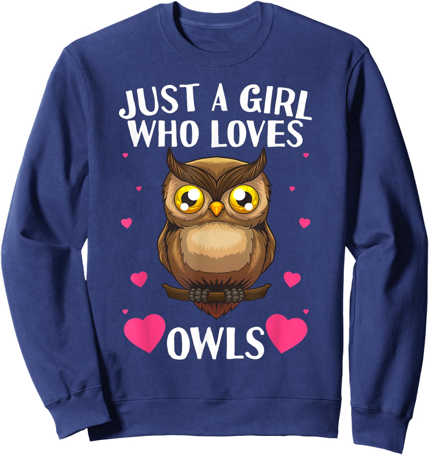 Funny Owl Design Girls Nocturnal Bird Owl Lovers Sweatshirt - Sweatshirt | Navy