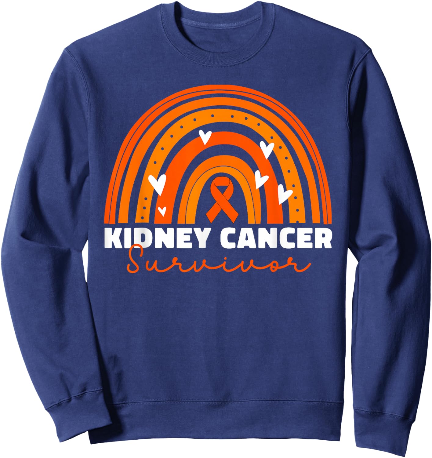 Kidney Cancer Survivor Women Ribbon Kidney Cancer Sweatshirt - Sweatshirt | Navy