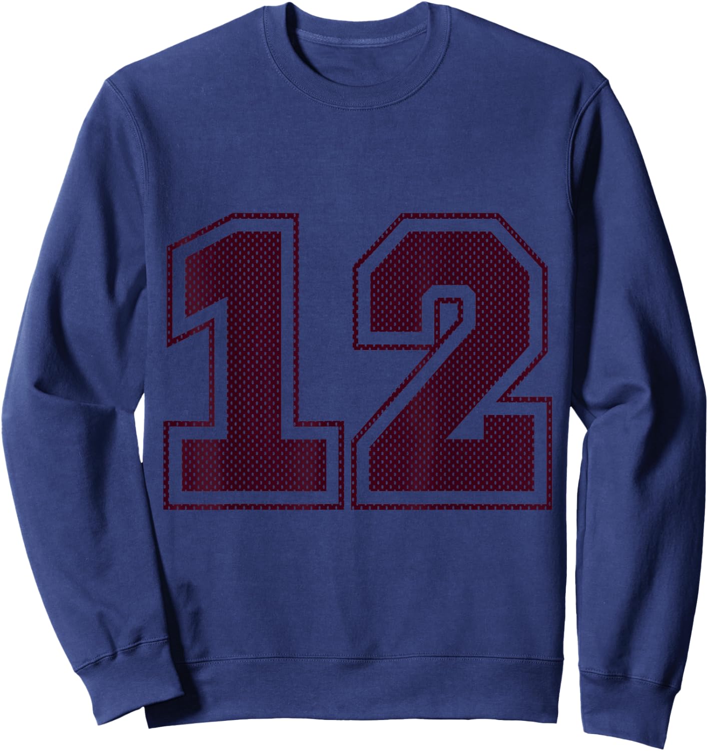 Sports #12 Maroon Mesh Print Jersey Style Sweatshirt - Sweatshirt | Navy