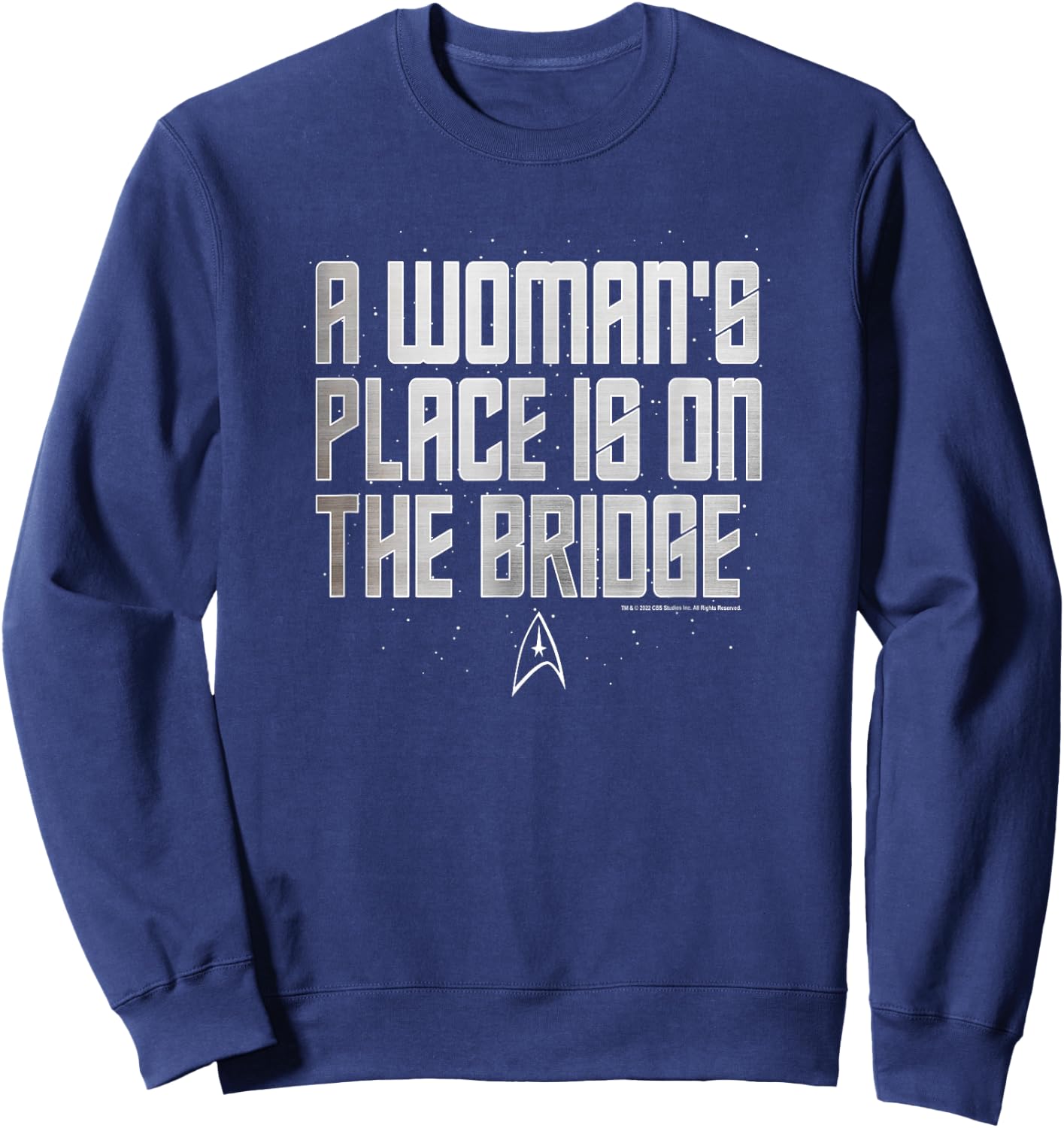 Star Trek A Woman's Place is On The Bridge Text Sweatshirt - Sweatshirt | Navy