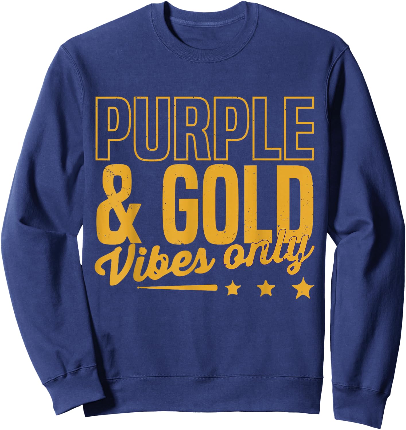 Purple And Gold Vibes Only Game Day For High School Football Sweatshirt - Sweatshirt | Navy