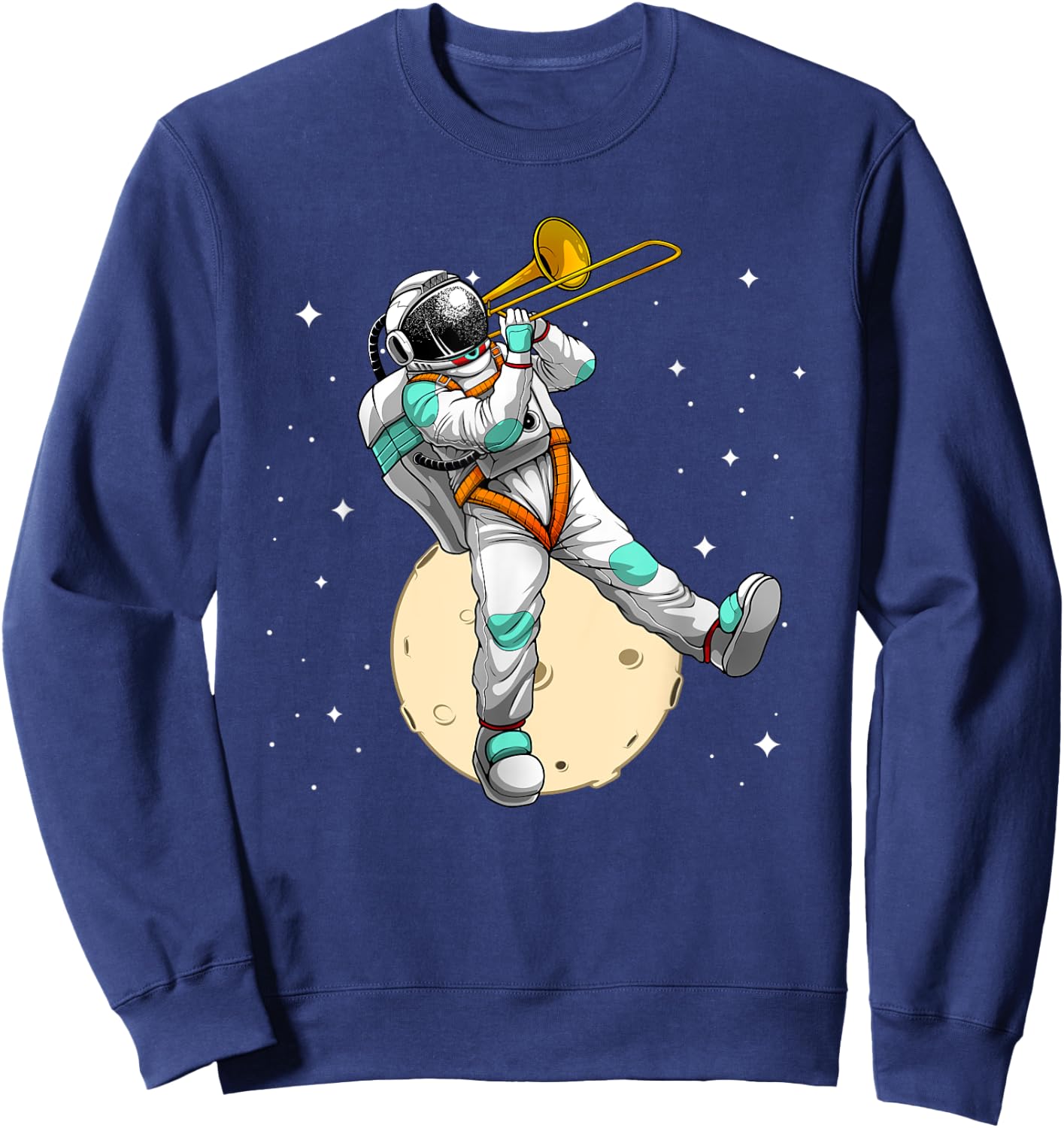 Funny Astronaut Trombone Art Women Trombone Player Sweatshirt - Sweatshirt | Navy