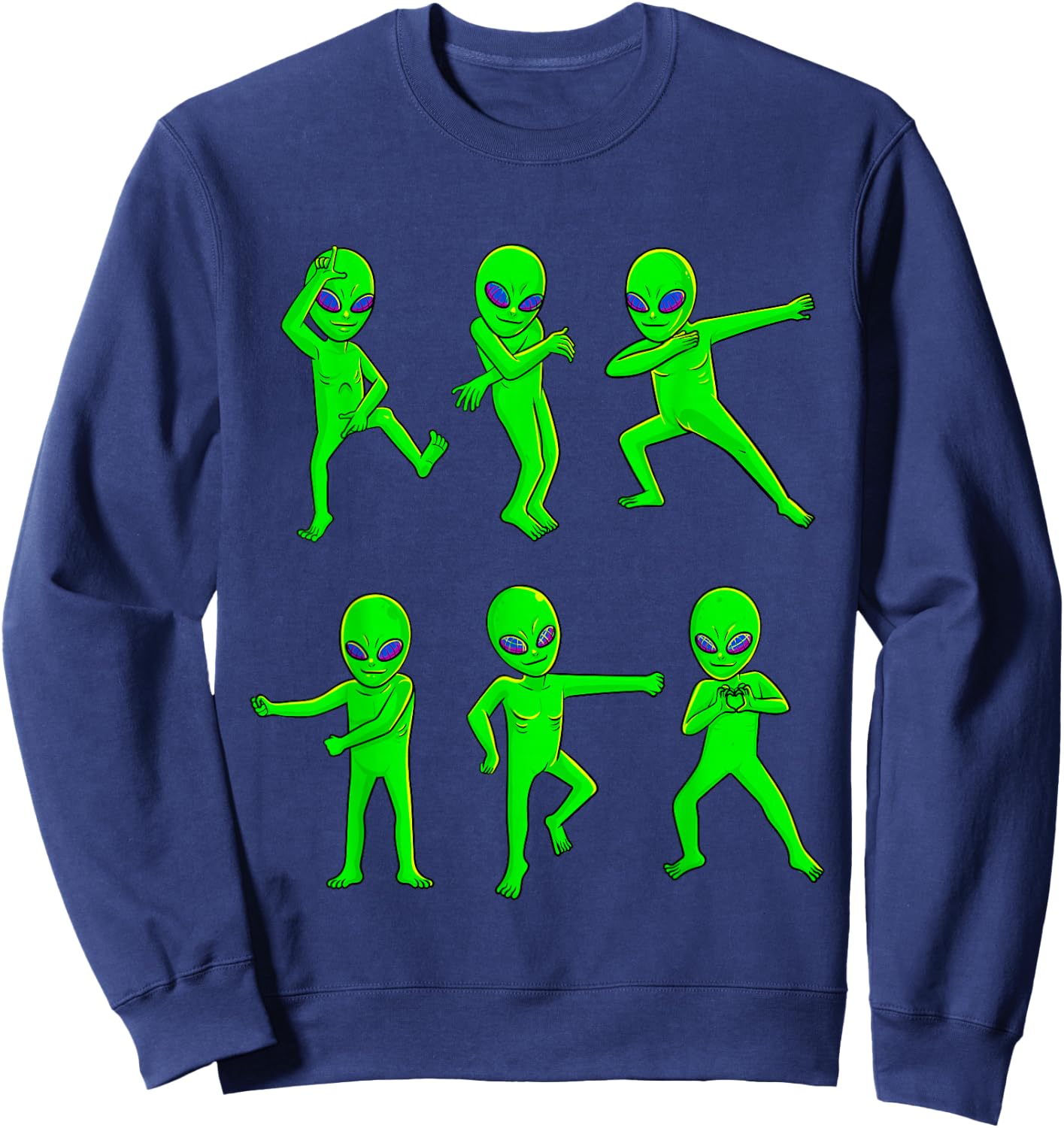 Dancing Aliens Halloween Green Alien Dance Kids Boys Girls Sweatshirt - Sweatshirt | Navy