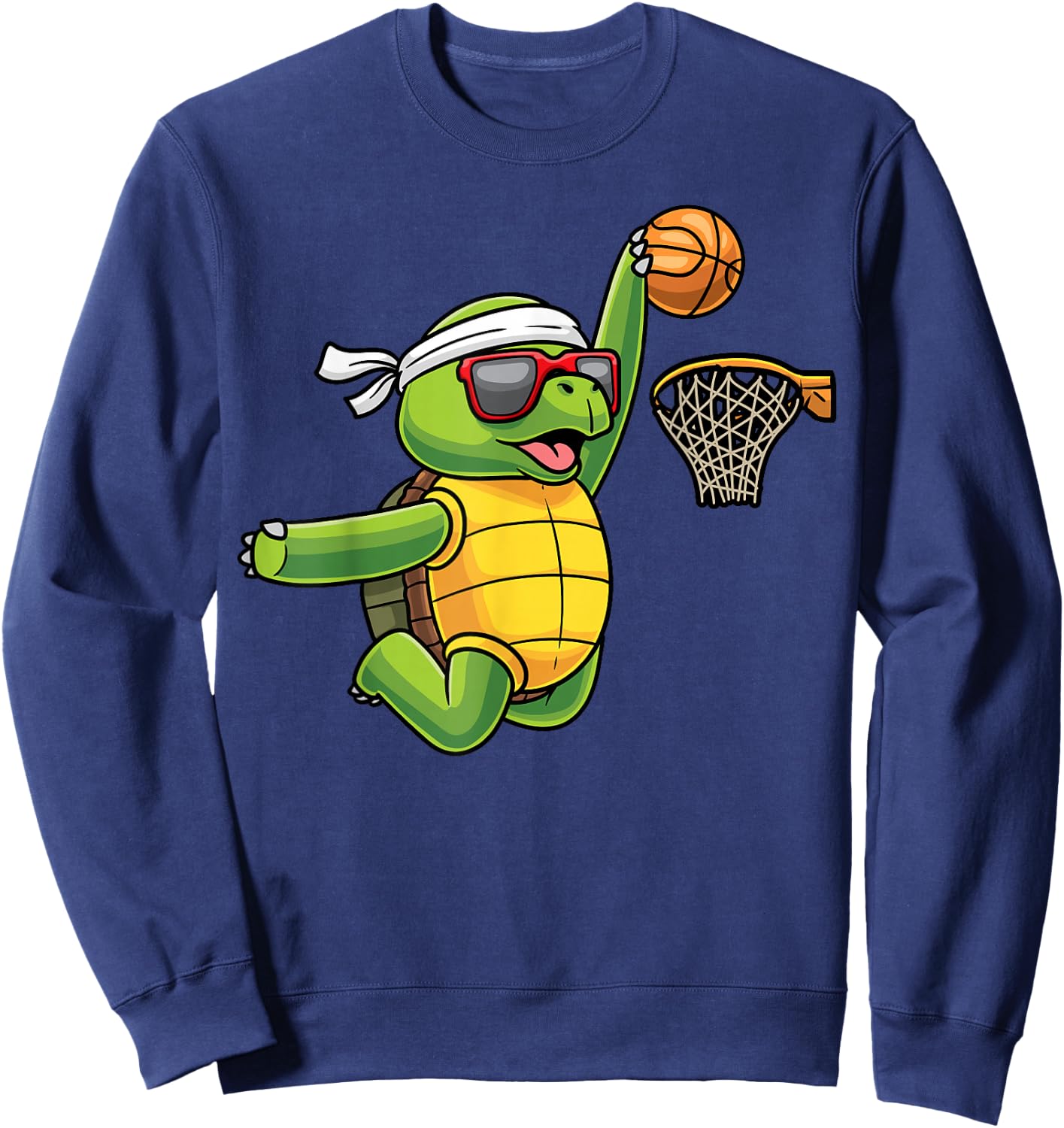 Turtle Playing Basketball Sports Sea Tortoise Player Kids Sweatshirt - Sweatshirt | Navy