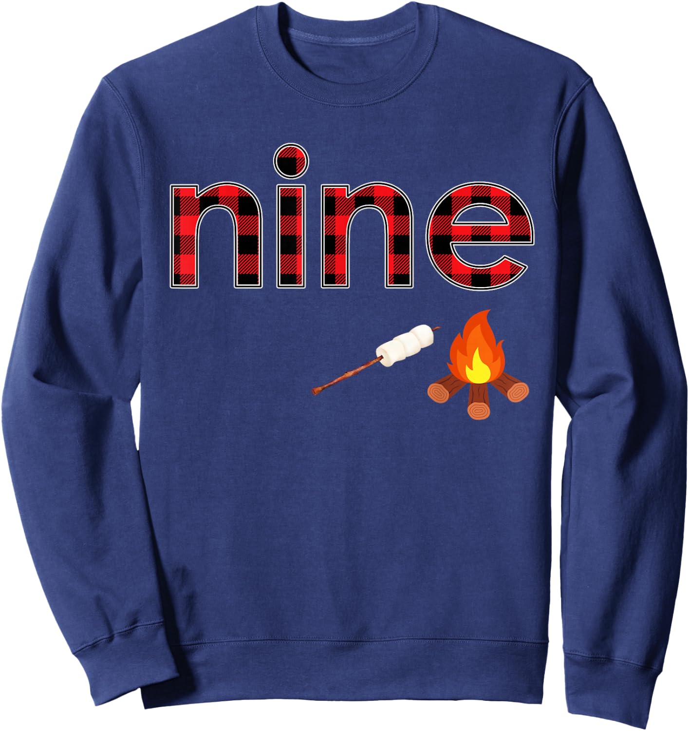 9th Birthday Boy 9 Year Old Campfire Marshmallow Camping Sweatshirt - Sweatshirt | Navy
