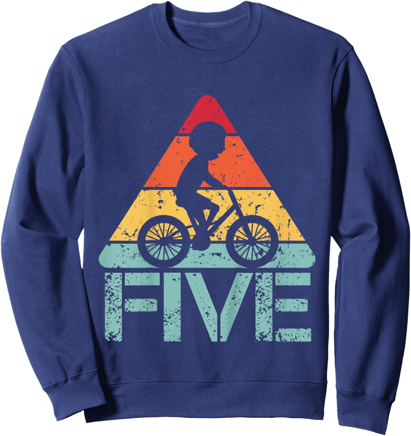 Cyclist Five Birthday Cycling 5th 5 Year Old Bike Birthday Sweatshirt - Sweatshirt | Navy