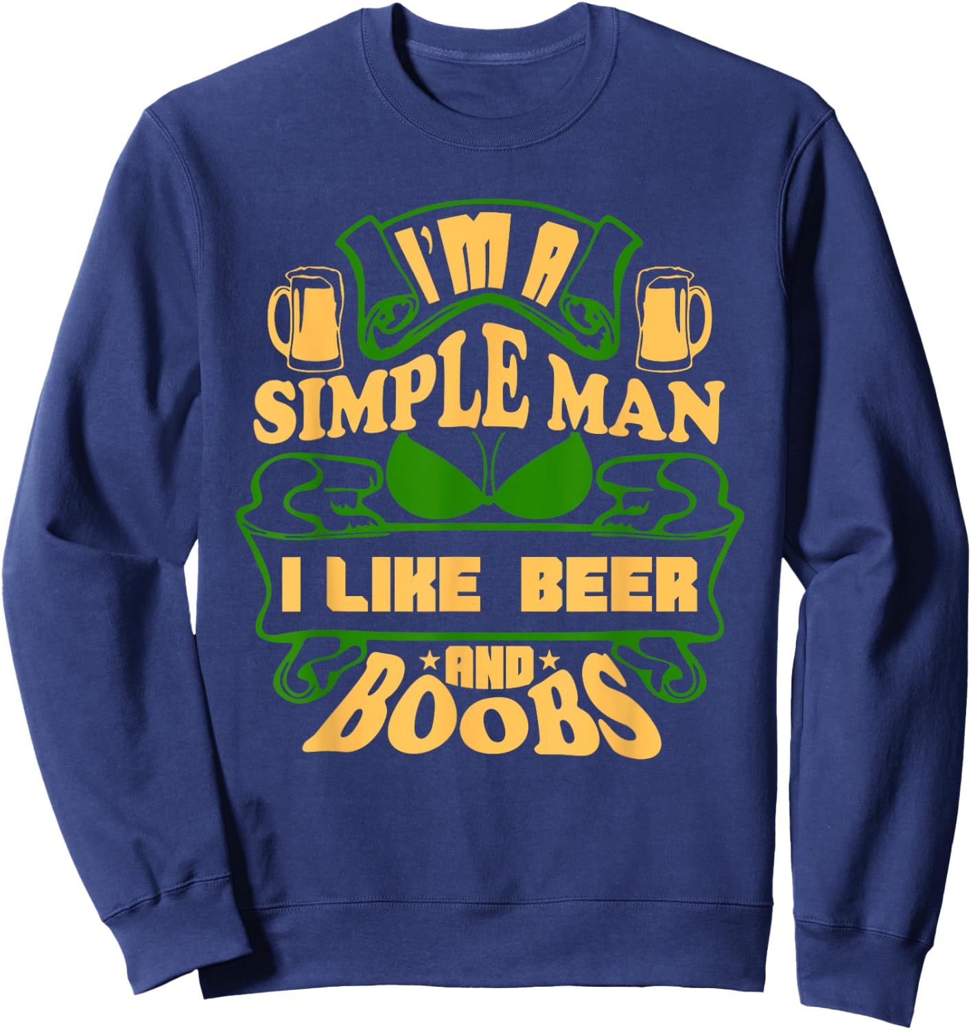 Beer Boobs St. Patrick's Day Funny Titties Drinking Sweatshirt - Sweatshirt | Navy
