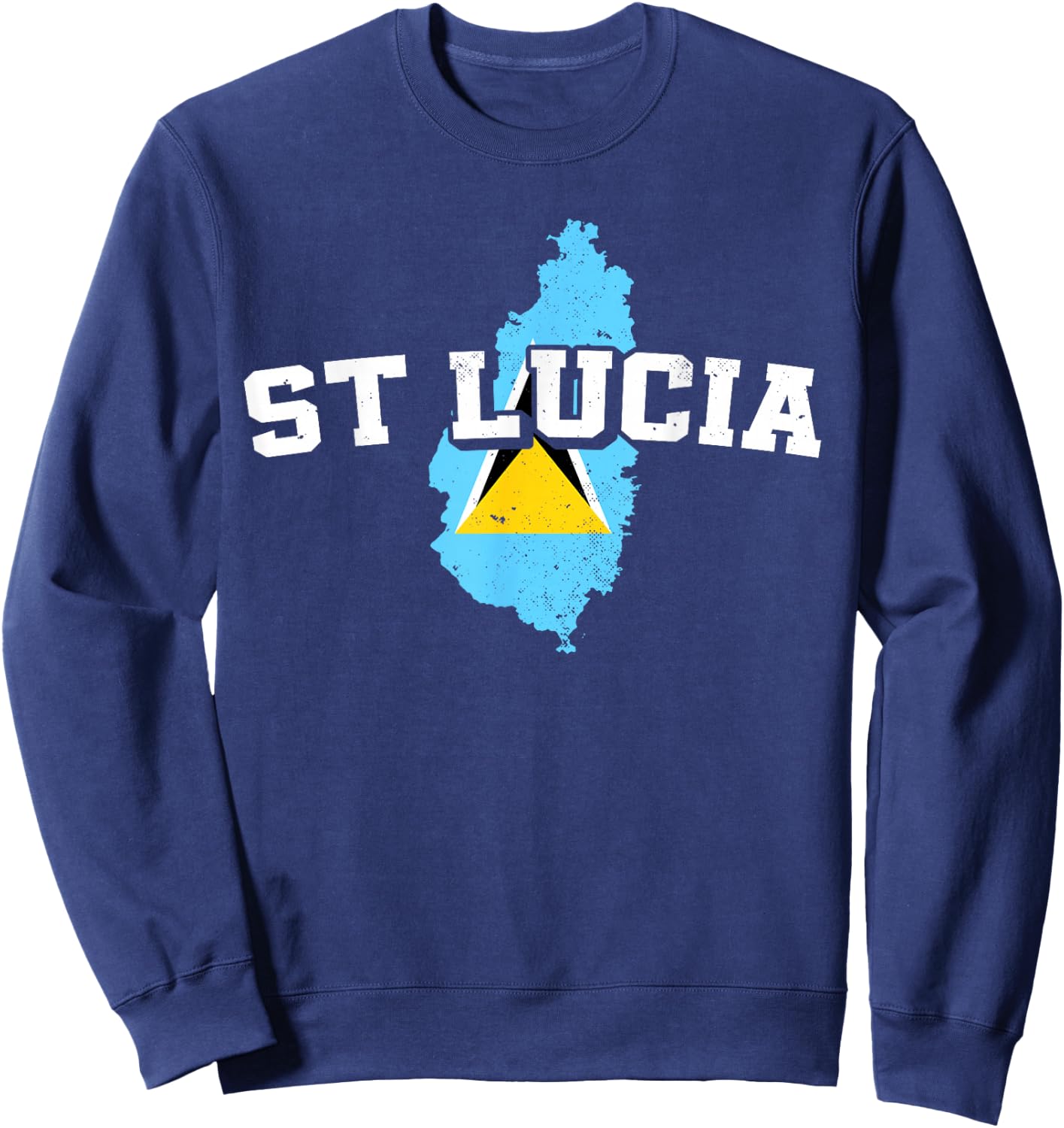 St Lucia Map and Flag Souvenir Saint Lucian Sweatshirt - Sweatshirt | Navy