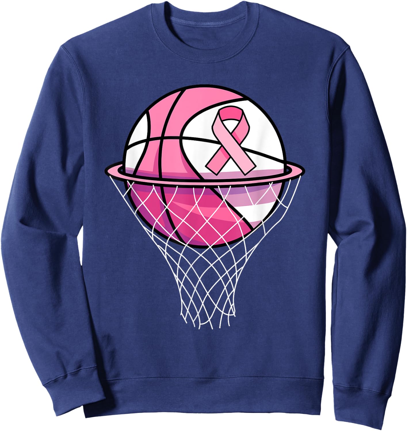 Breast Cancer Support Pink Basketball Love Coach Sweatshirt - Sweatshirt | Navy