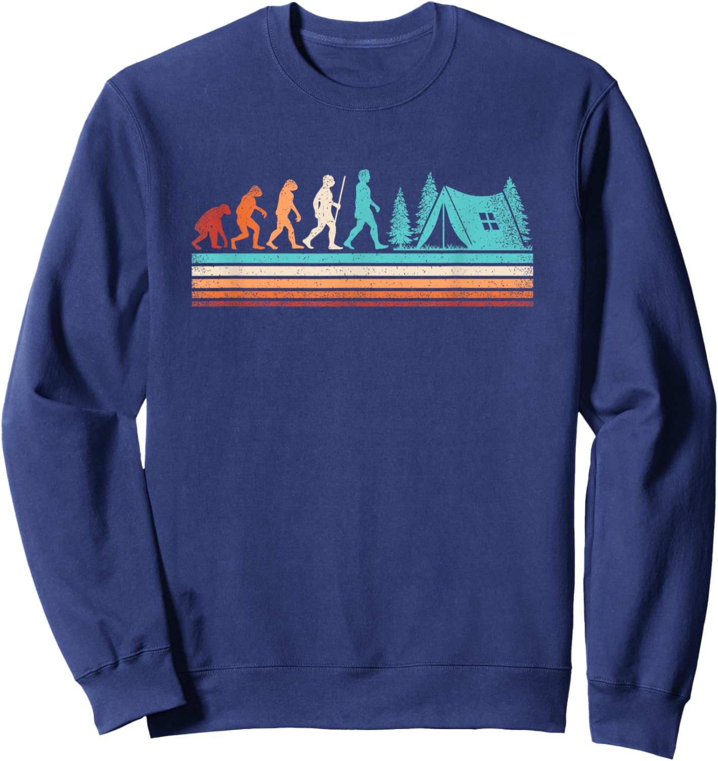 Retro Camping Evolution Outdoor Nature Camper Hiking Camping Sweatshirt - Sweatshirt | Navy