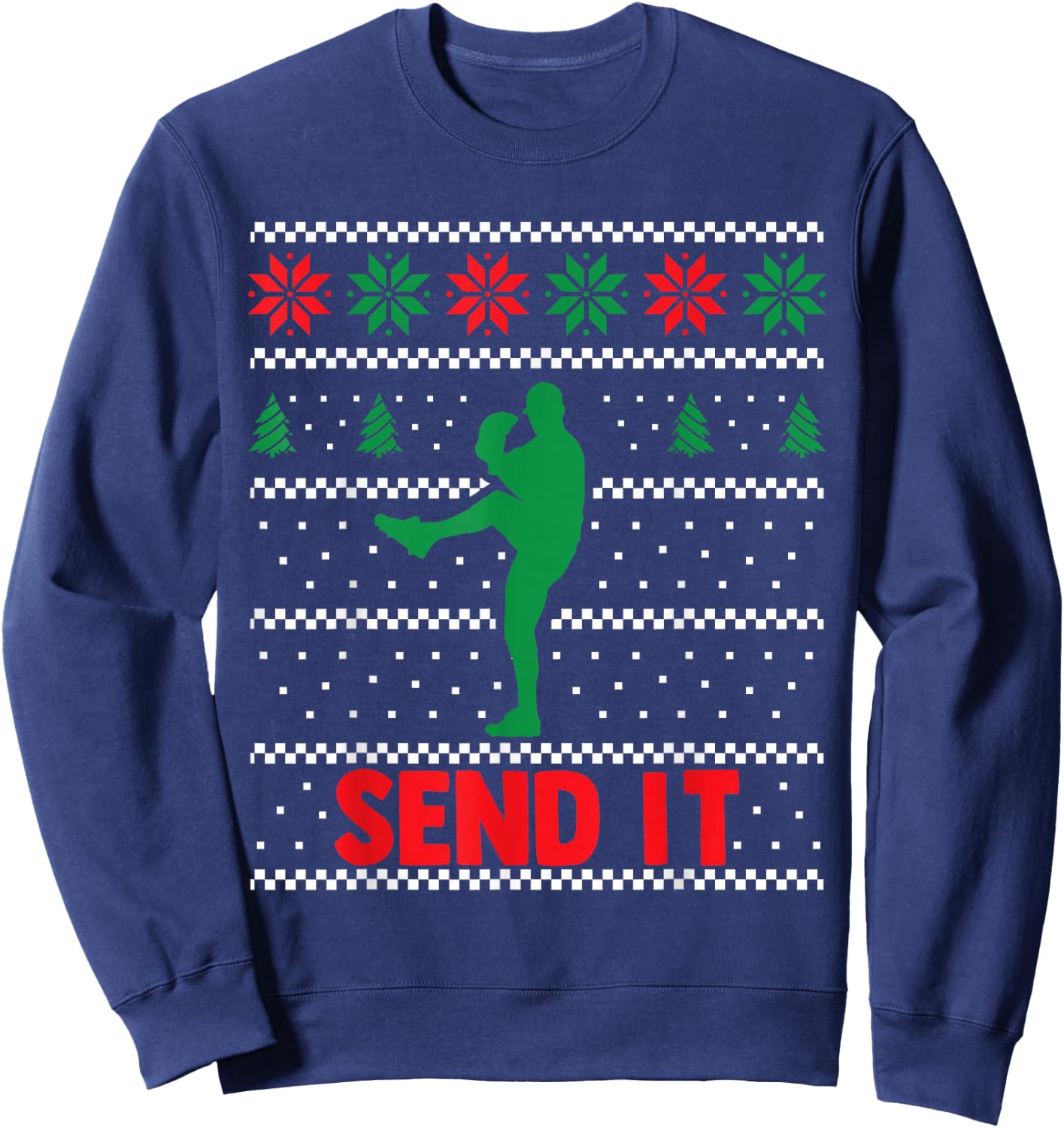 Funny Baseball Player - Christmas Xmas Send It Sweatshirt - Sweatshirt | Navy