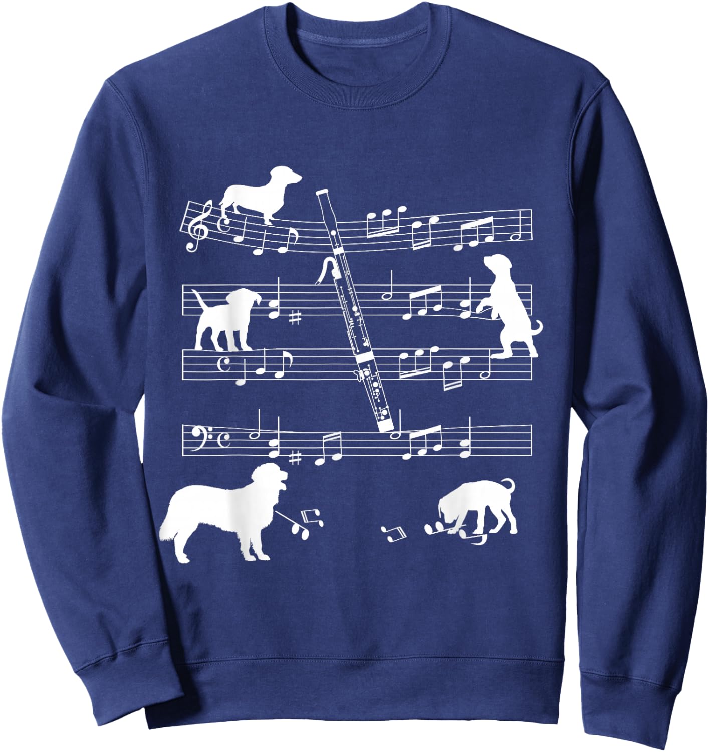 Bassoon Player Dog for Bassoonist Dogs and Bassoon Sweatshirt - Sweatshirt | Navy