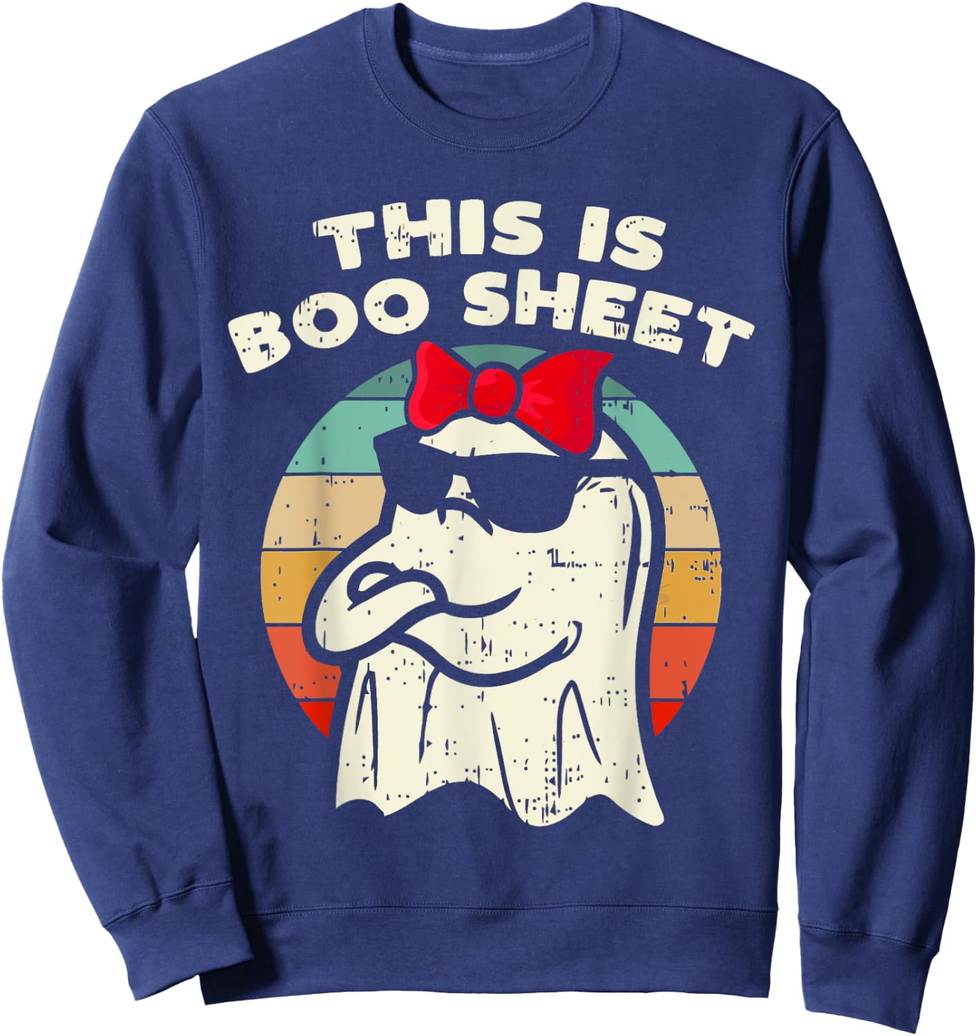This Is Boo Sheet Ghost Retro Halloween Women Kids Girls Sweatshirt - Sweatshirt | Navy