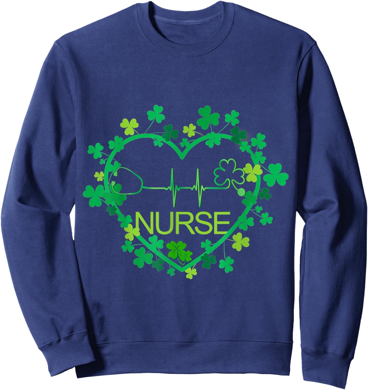 Heart Shamrock Nurse - Nurse St Patrick's Day Nursing Sweatshirt - Sweatshirt | Navy