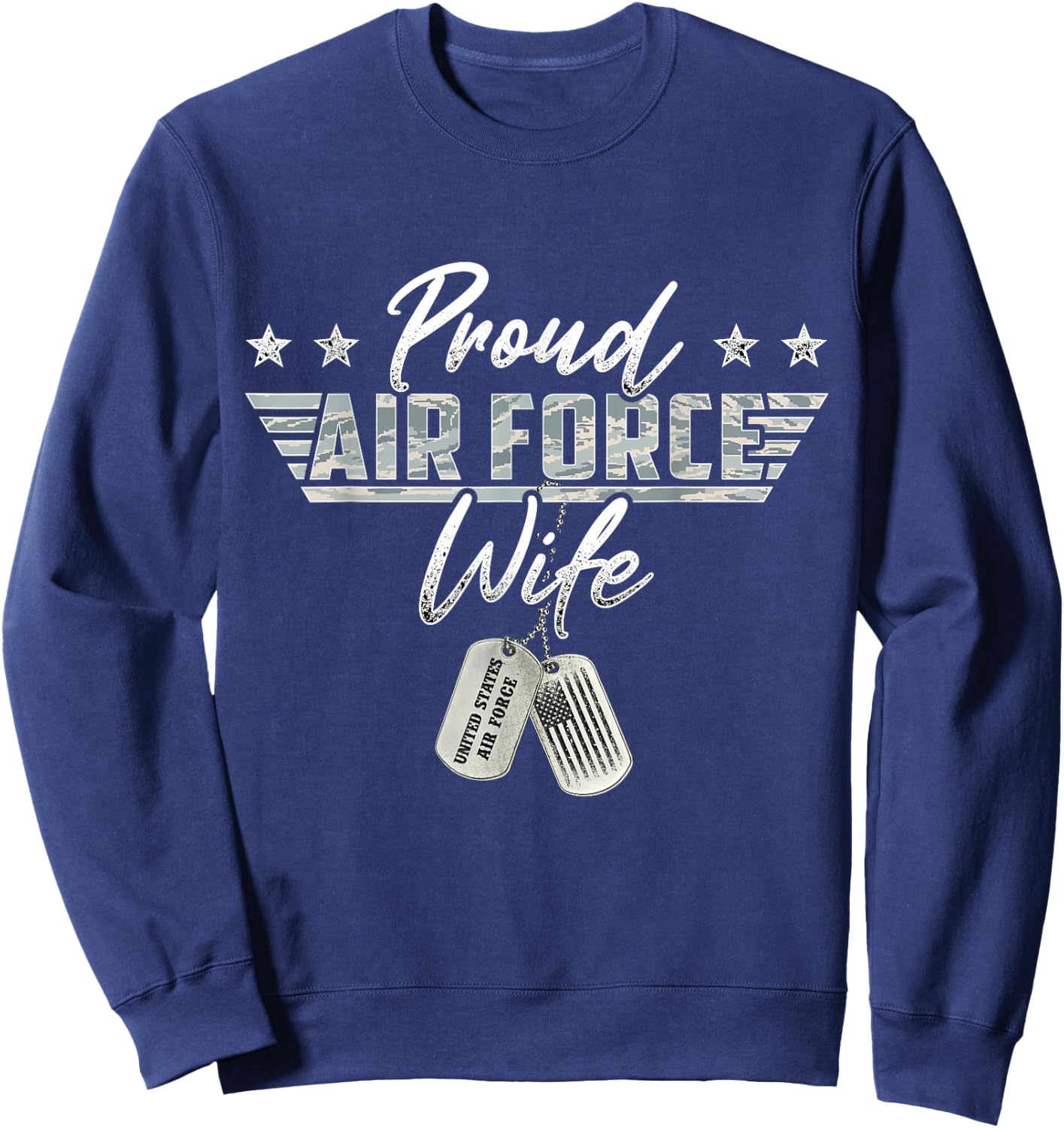 Proud Air Force Wife Military US Air Force Family Matching Sweatshirt - Sweatshirt | Navy