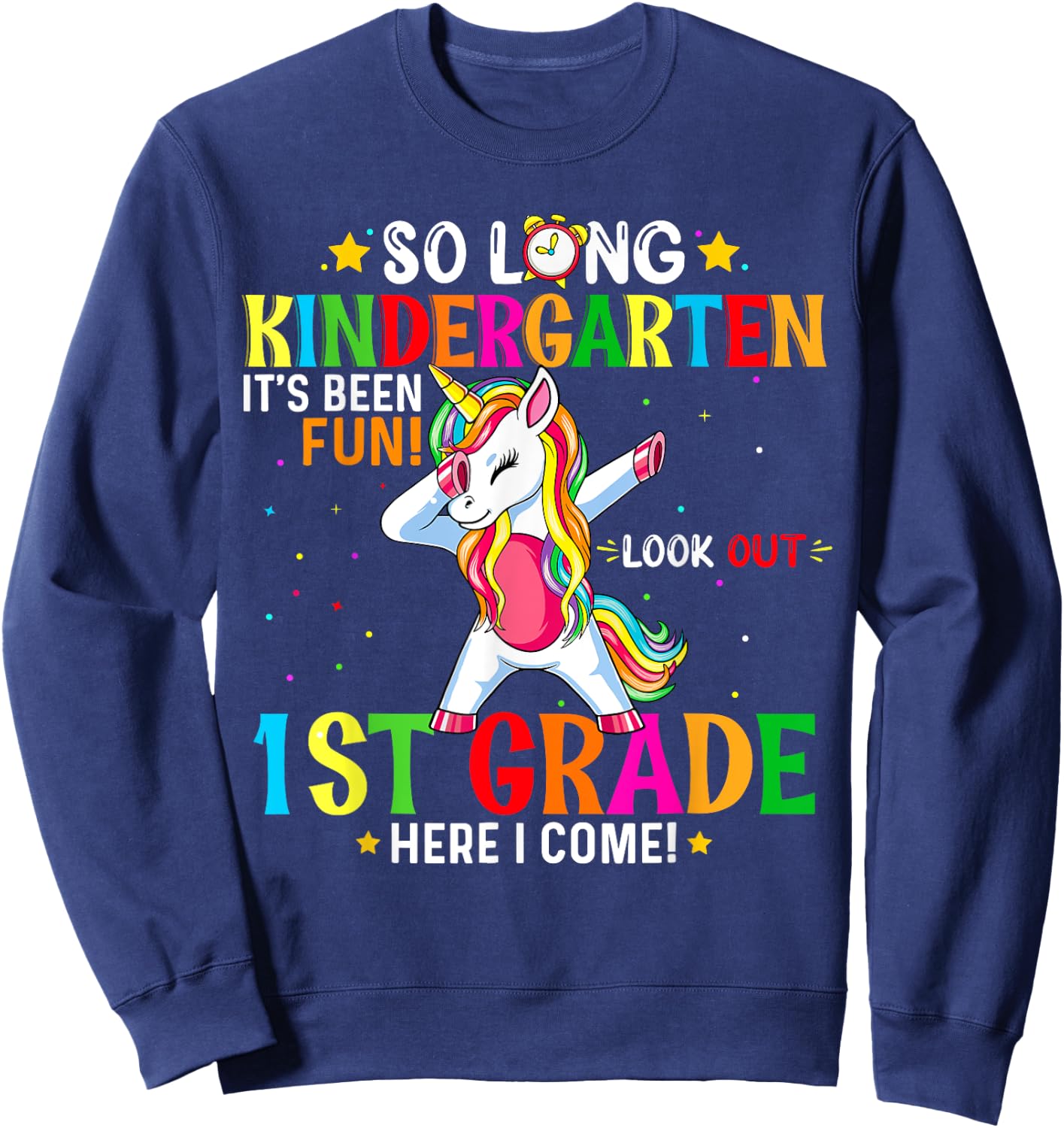 Kids So Long Kindergarten Graduation Class 2025 Unicorn Dab Sweatshirt - Sweatshirt | Navy