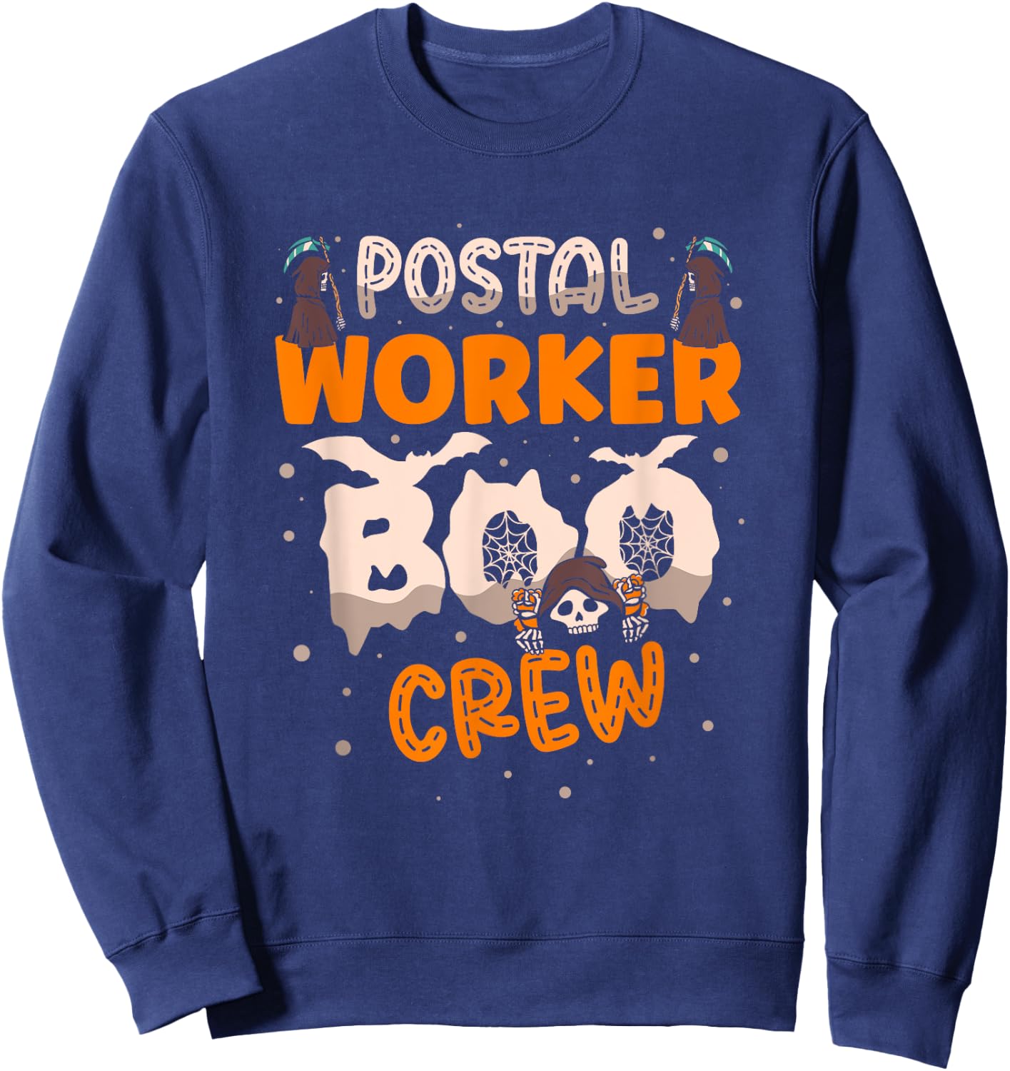 Postal Worker Boo Crew Funny Halloween Postal Worker Sweatshirt - Sweatshirt | Navy