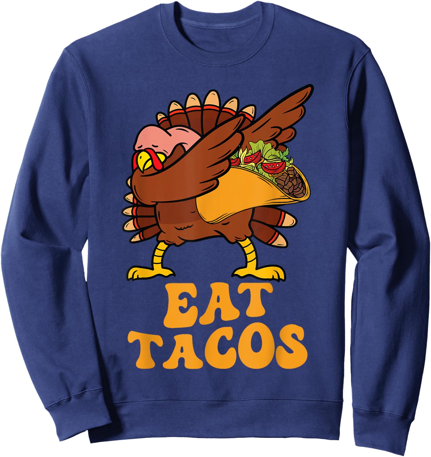 Thanksgiving Turkey Eat Tacos Funny Turkey Vegan Kids Boys Sweatshirt - Sweatshirt | Navy
