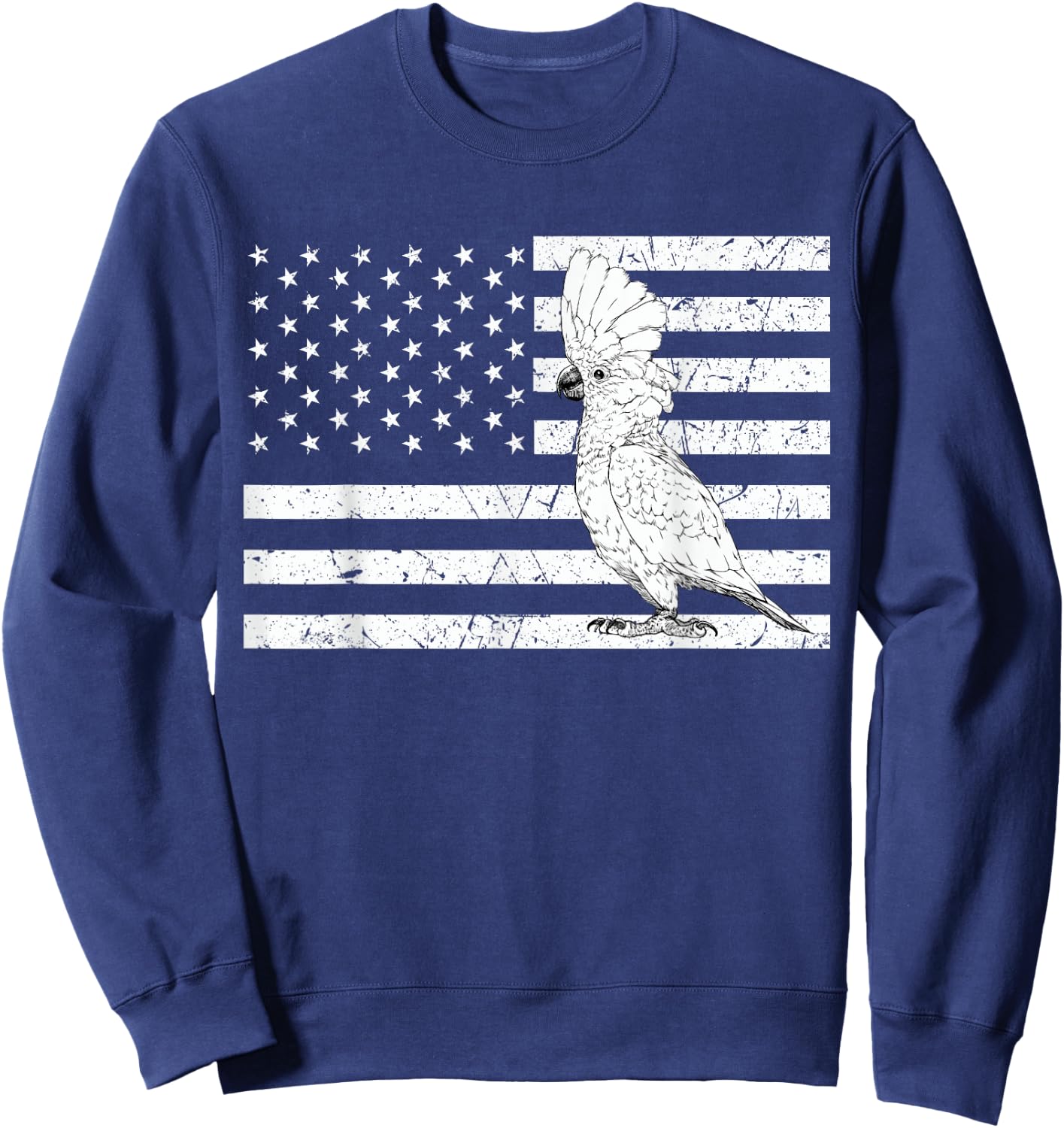 Umbrella Cockatoo 4th of July US American Flag Patriotic Sweatshirt - Sweatshirt | Navy