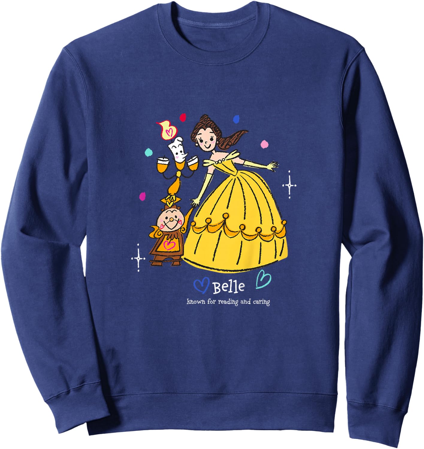 Kids Disney Beauty and the Beast Belle Cogsworth & Lumiere Youth Sweatshirt - Sweatshirt | Navy