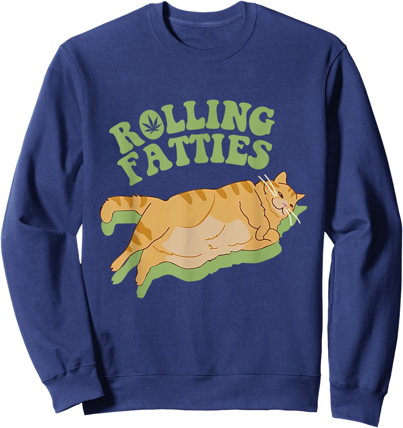 Vintage Rolling Fatties Cat Retro Kitty Kitten Meow MenWomen Sweatshirt - Sweatshirt | Navy