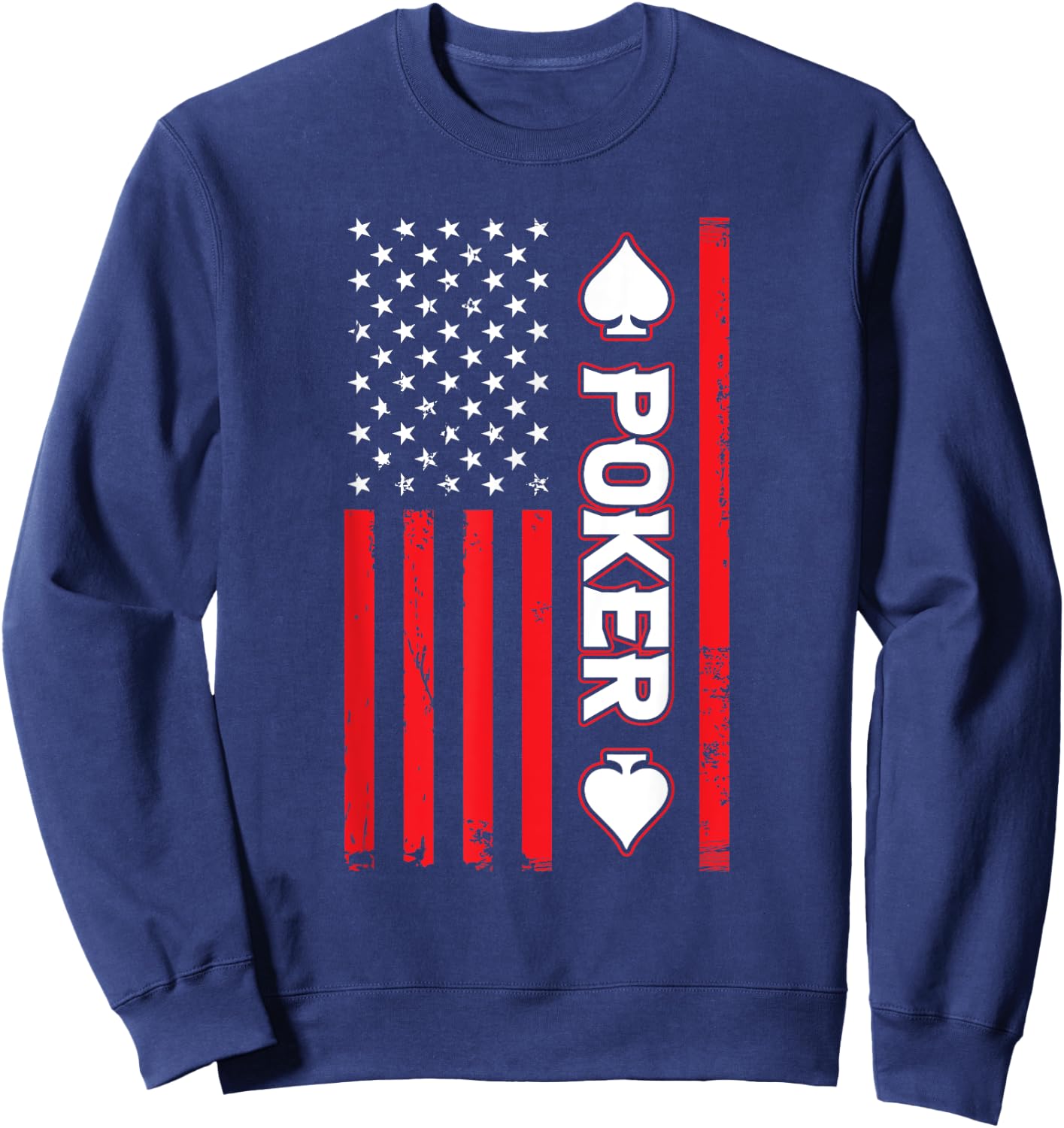 Funny Poker American Flag USA Casino Play Card Gambler Poker Men Sweatshirt - Sweatshirt | Navy