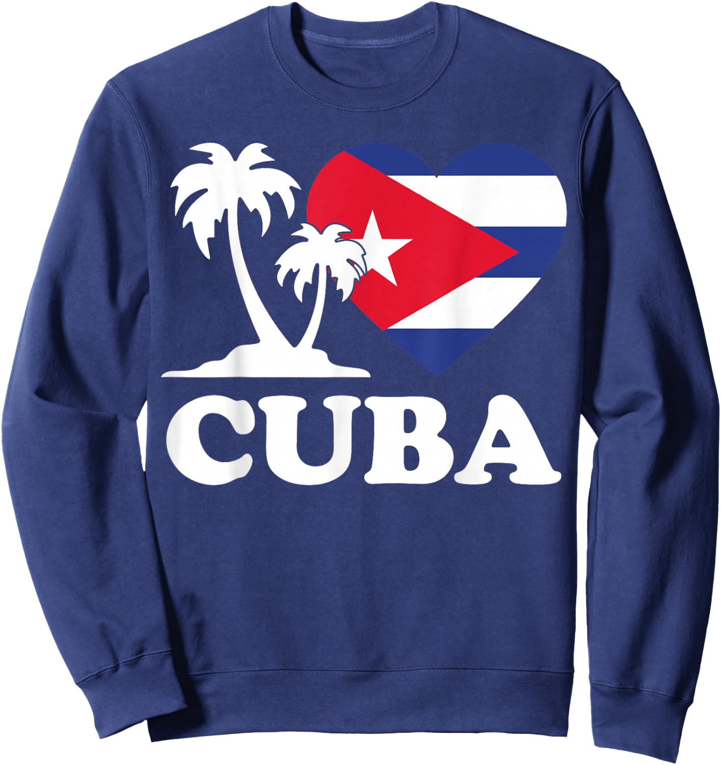 I Love Cuba Cuban Flag Heart Men Women Kids Sweatshirt - Sweatshirt | Navy