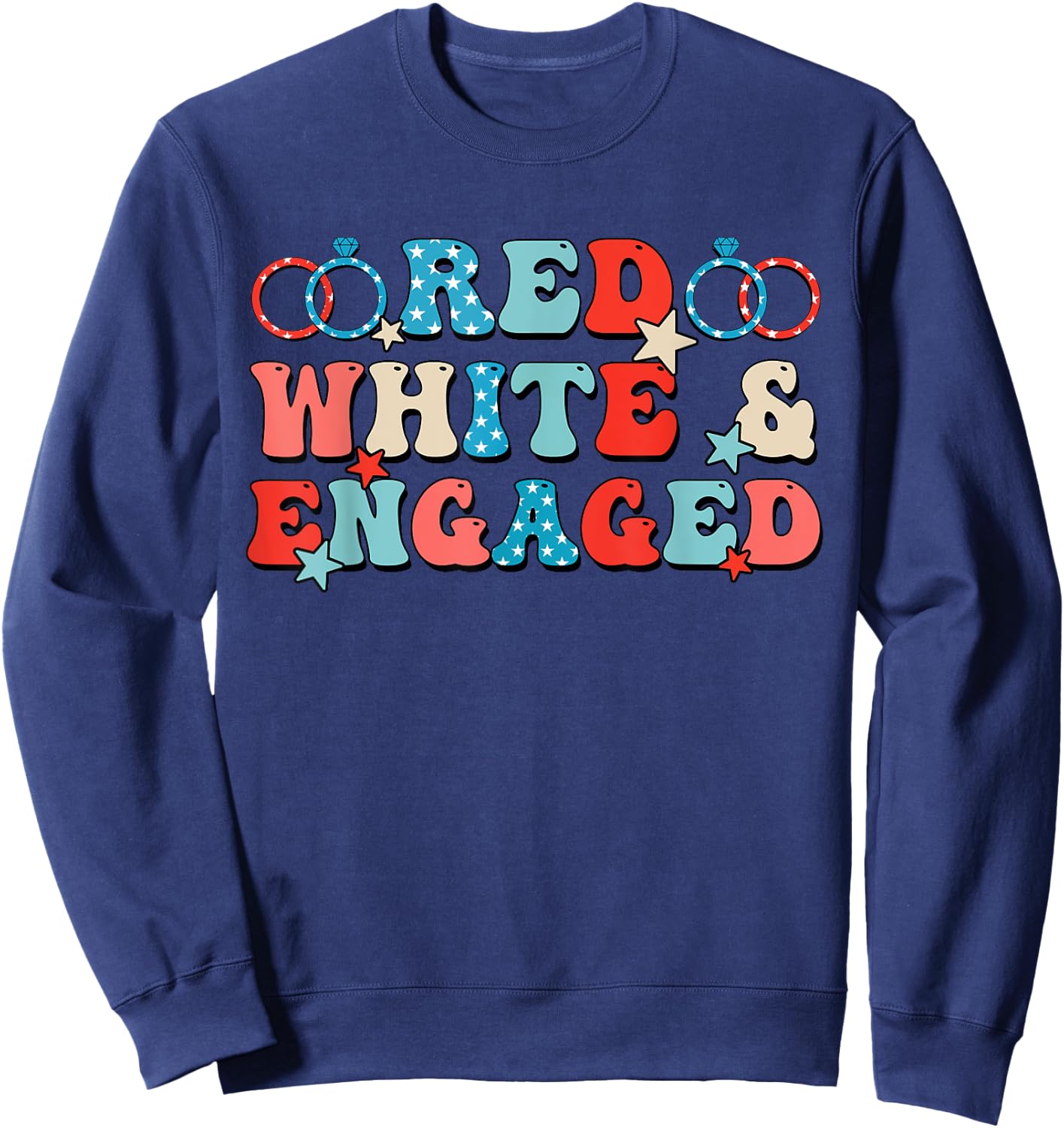 Red White And Engaged Men Women 4th Of July Usa Flag Sweatshirt - Sweatshirt | Navy