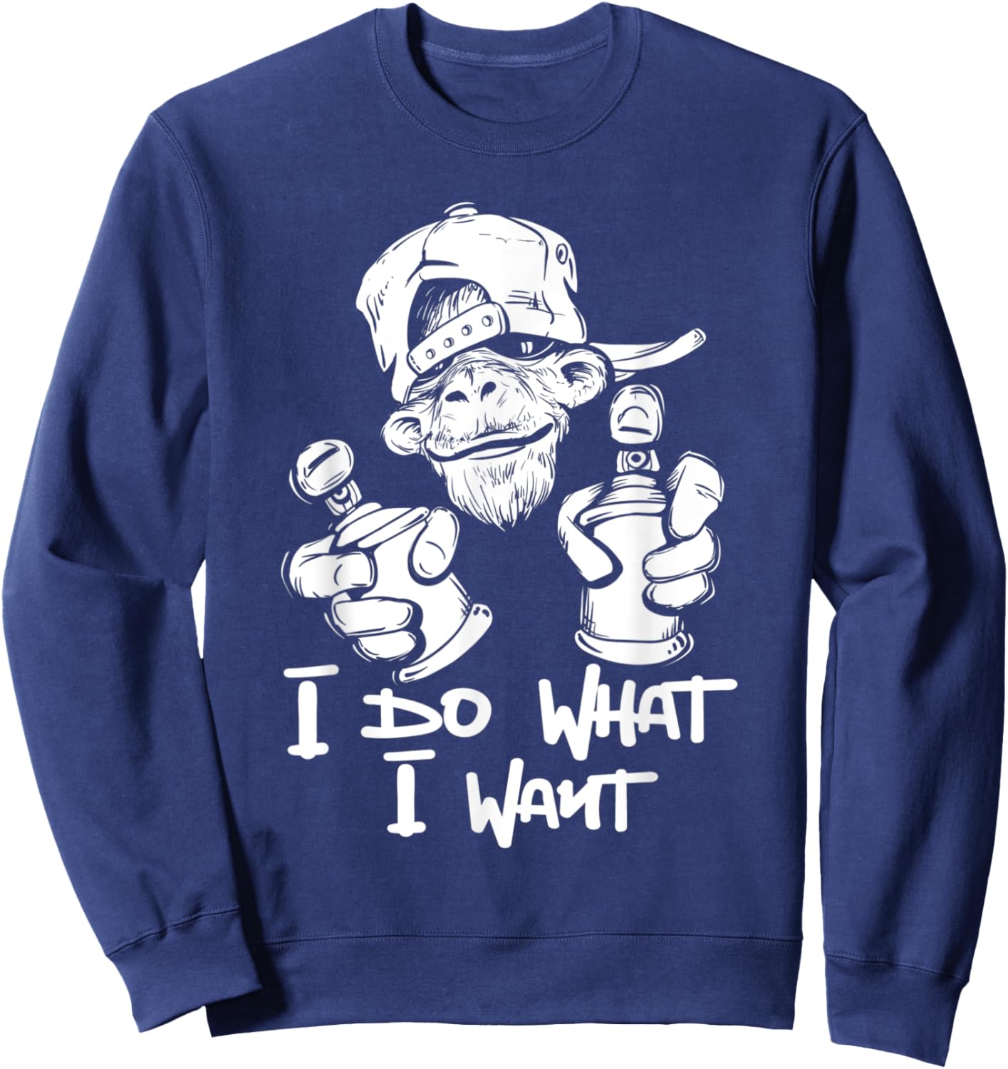 I Do What I Want - Monkey Primate Lover Jungle Safari Animal Sweatshirt - Sweatshirt | Navy