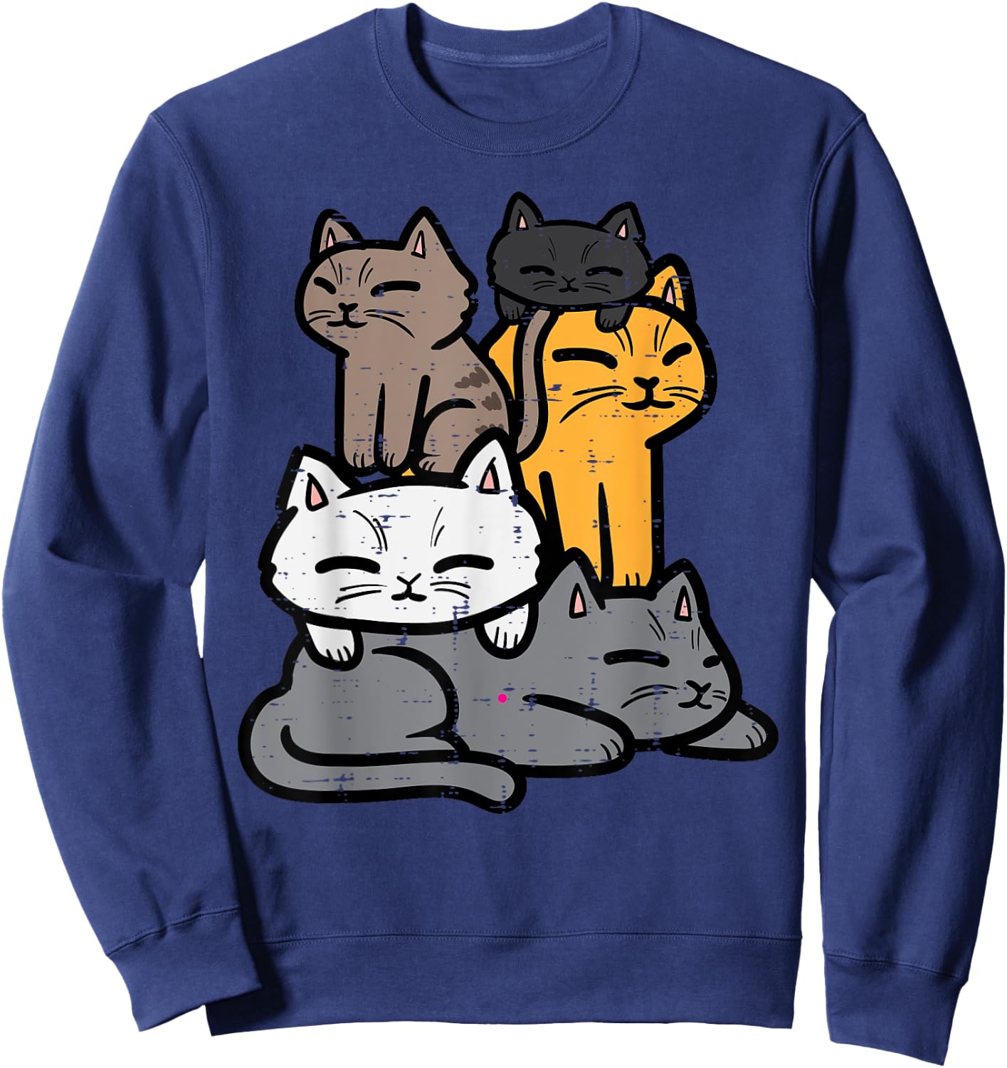 Cats Piled Up Cute Kitten Feline Women Girls Kids Toddler Sweatshirt - Sweatshirt | Navy