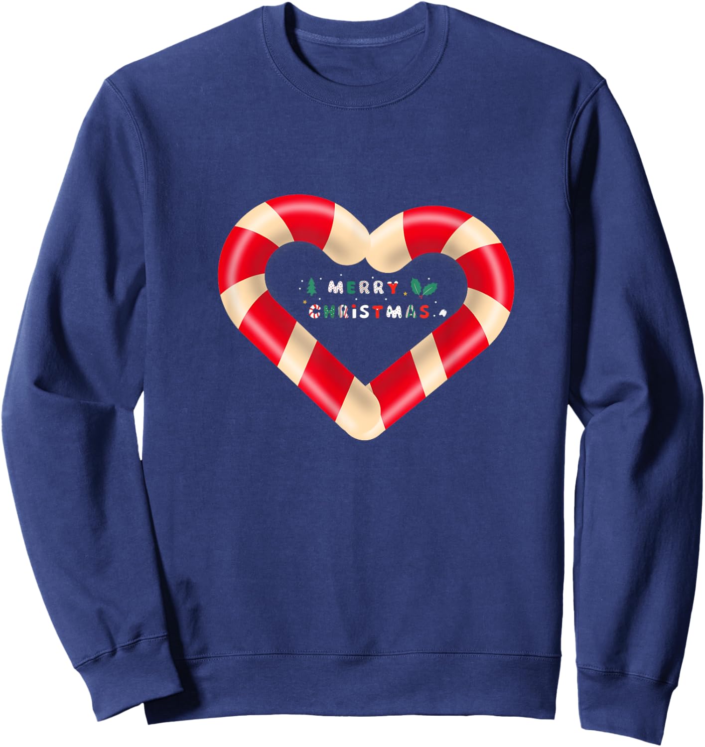 Merry Christmas Candy Cane hearts Sweatshirt - Sweatshirt | Navy