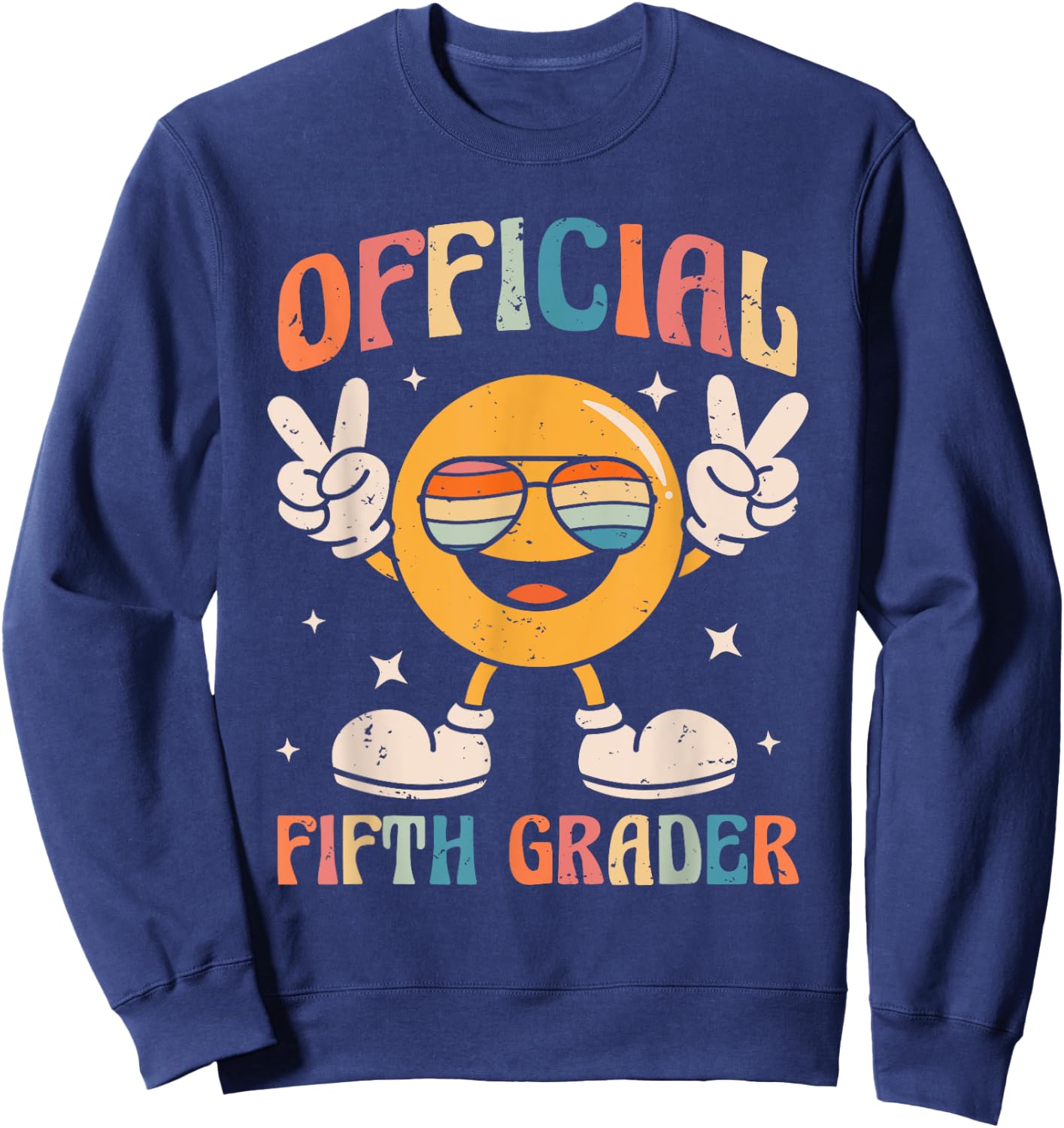 Official Fifth Grader - 5th Grade Retro Back To School Kids Sweatshirt - Sweatshirt | Navy