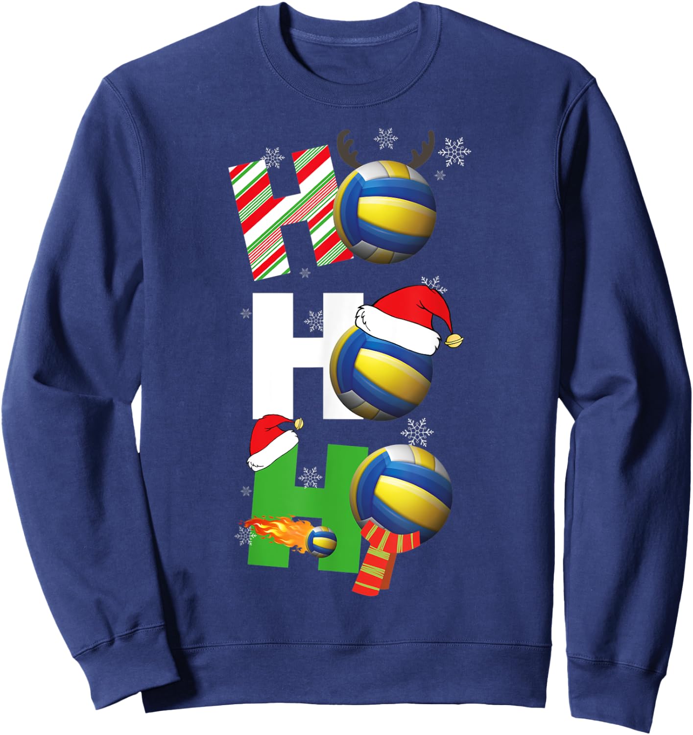 Funny Christmas Volleyball Player Pajamas Matching Team Sweatshirt - Sweatshirt | Navy