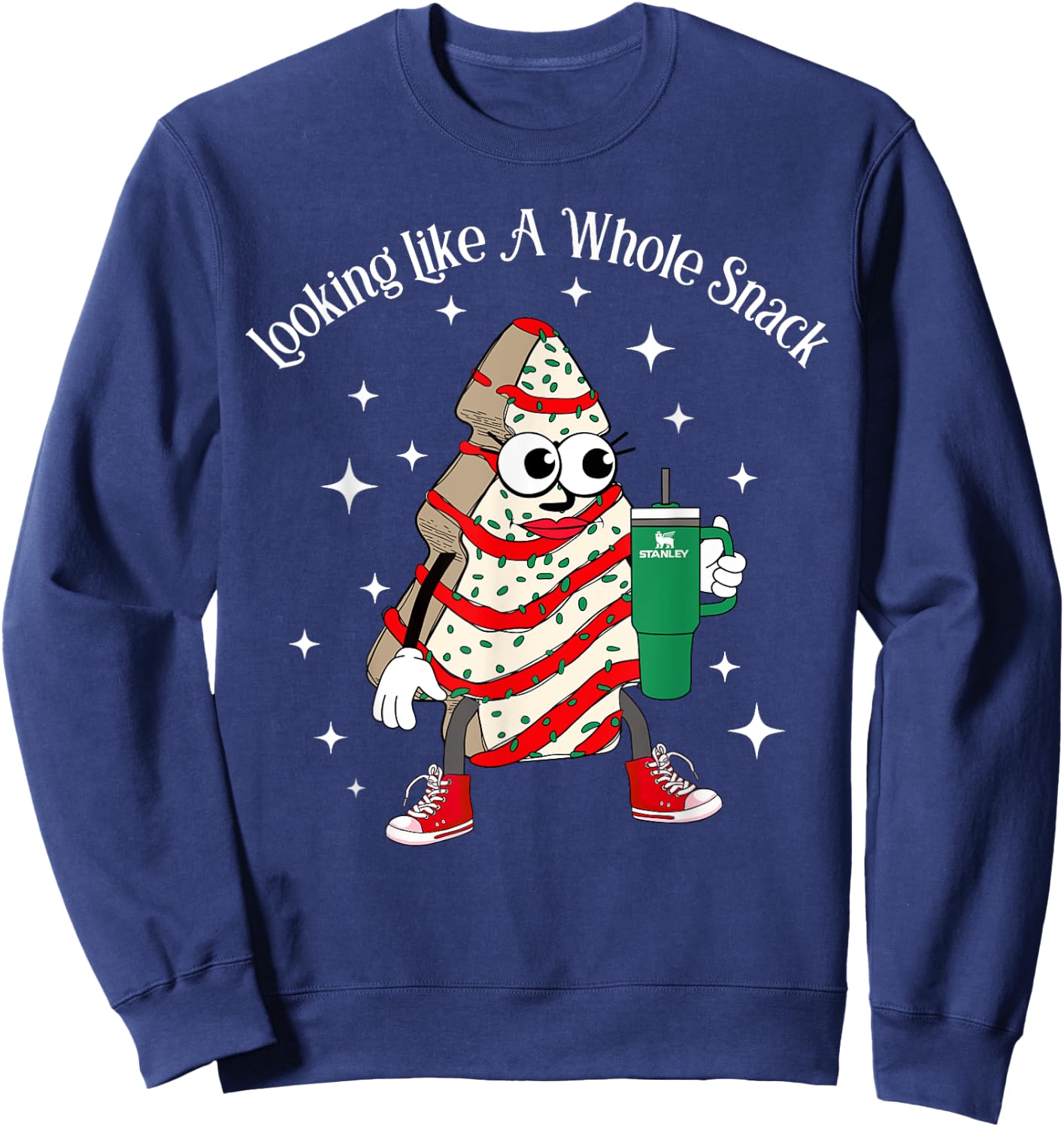 Looking Like A Whole Snack Christmas Tree Snack Cake Xmas Sweatshirt - Sweatshirt | Navy