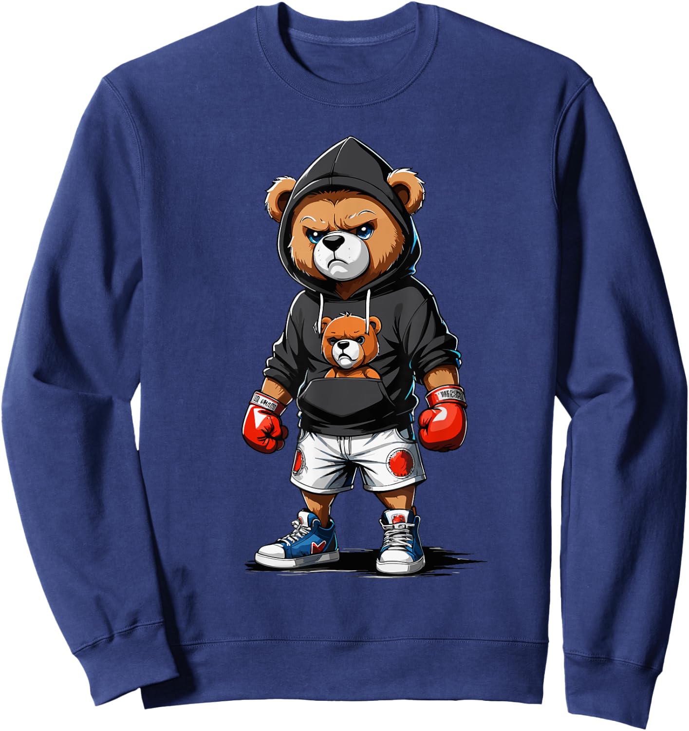 Teddy Bear Gangster Boxer with Hip Hop Street Clothes Sweatshirt - Sweatshirt | Navy