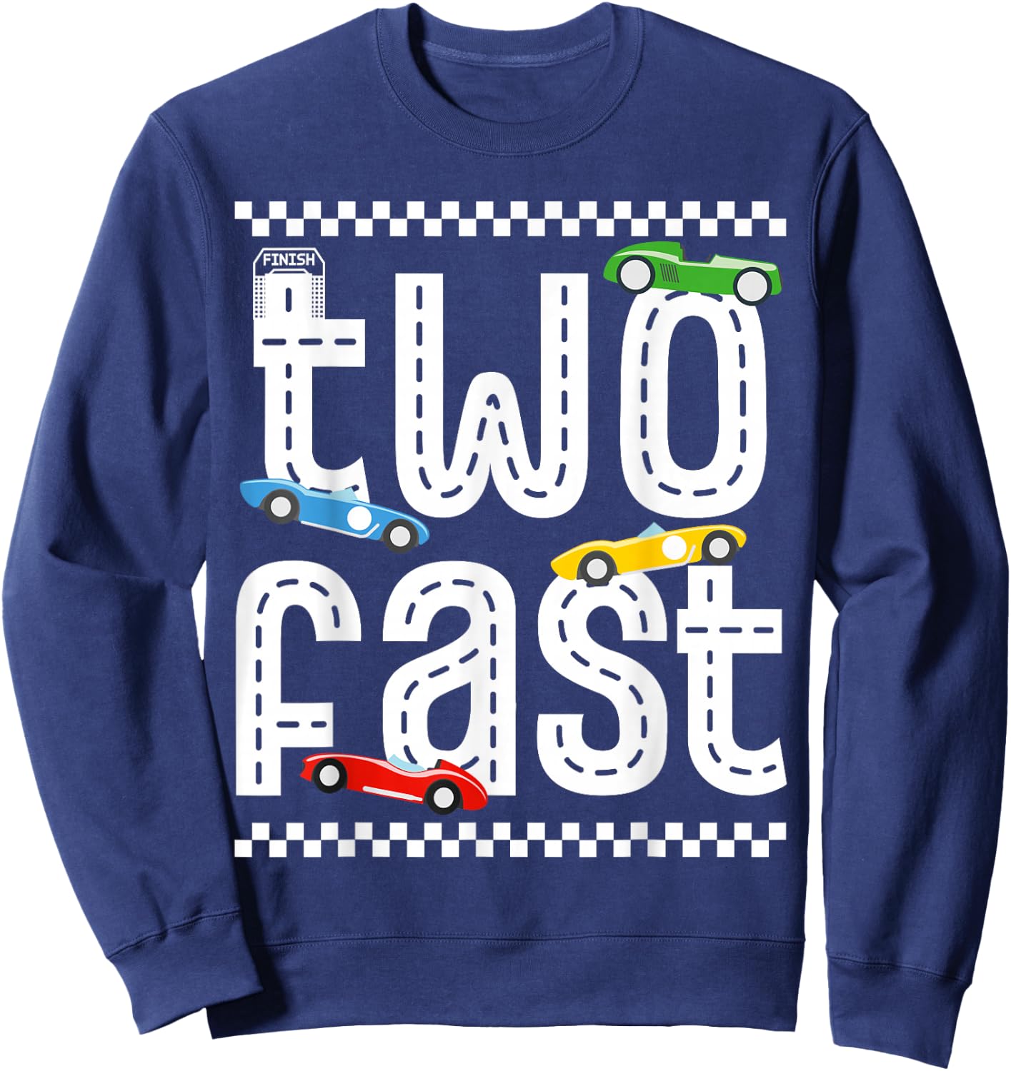 Two Fast 2 Curious Birthday 2 Years Old Race Car Speed Party Sweatshirt - Sweatshirt | Navy