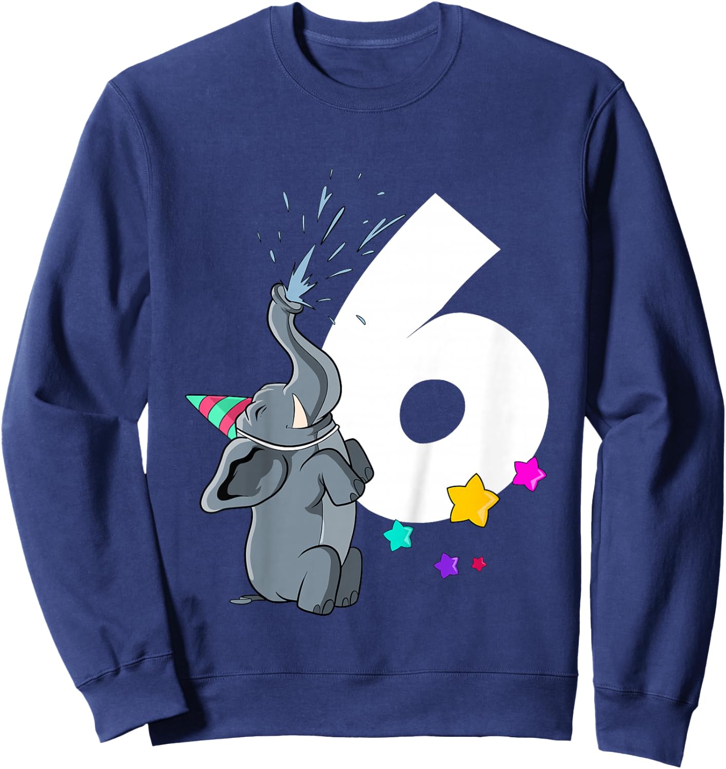 Kids Elephant 6th birthday 6 years old Sweatshirt - Sweatshirt | Navy