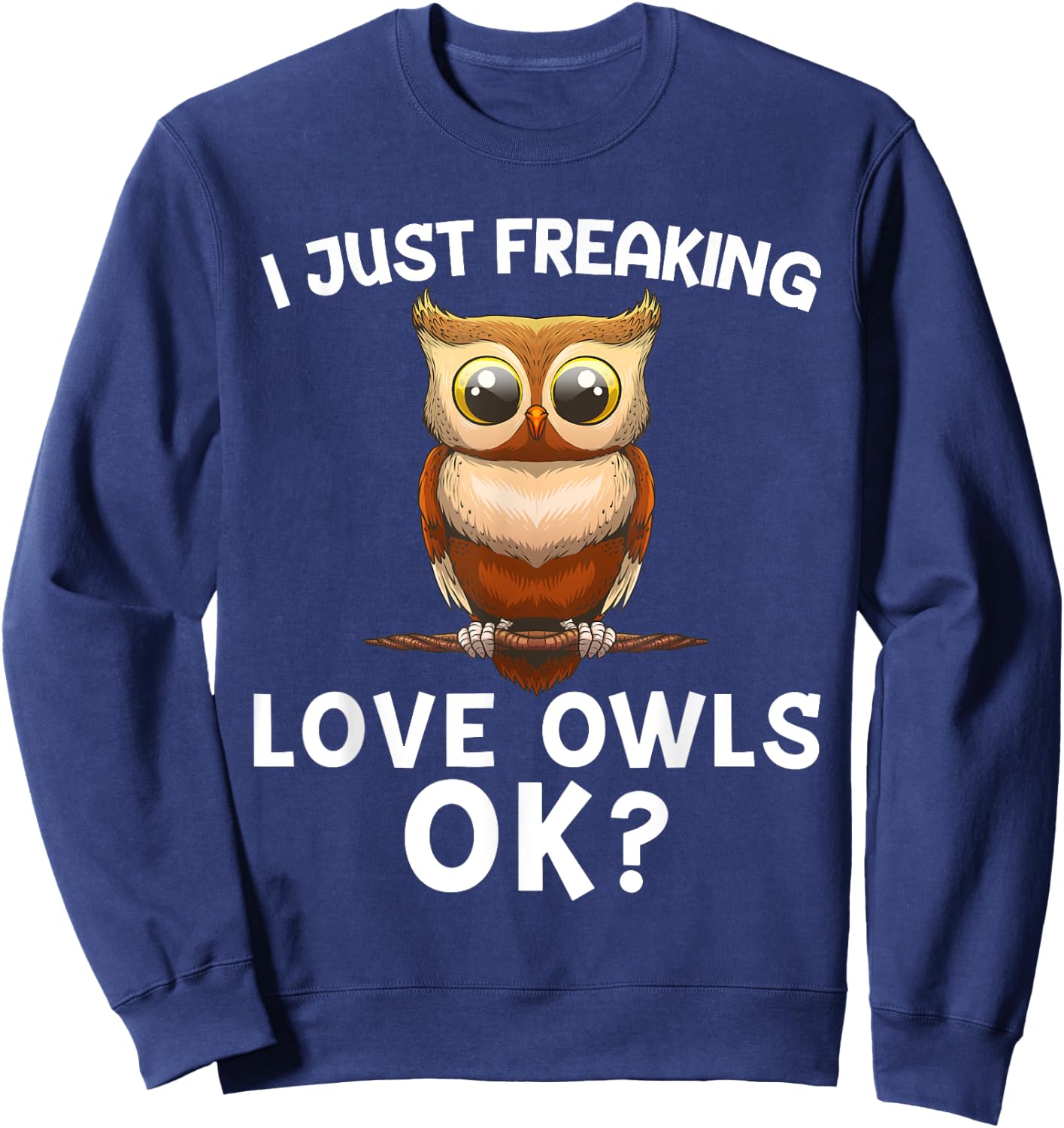 Cute Owl Design Women Bird Fan Ornithology Humor Sweatshirt - Sweatshirt | Navy