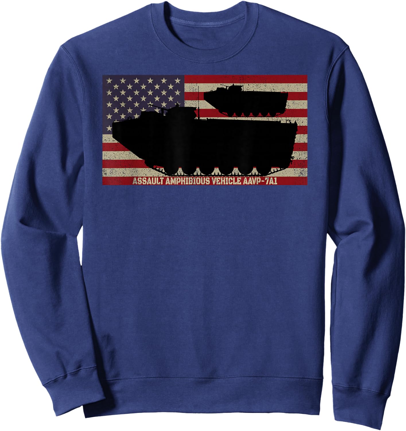 Assault Amphibious Vehicle AAVP-7A1 American Flag Women Men Sweatshirt - Sweatshirt | Navy